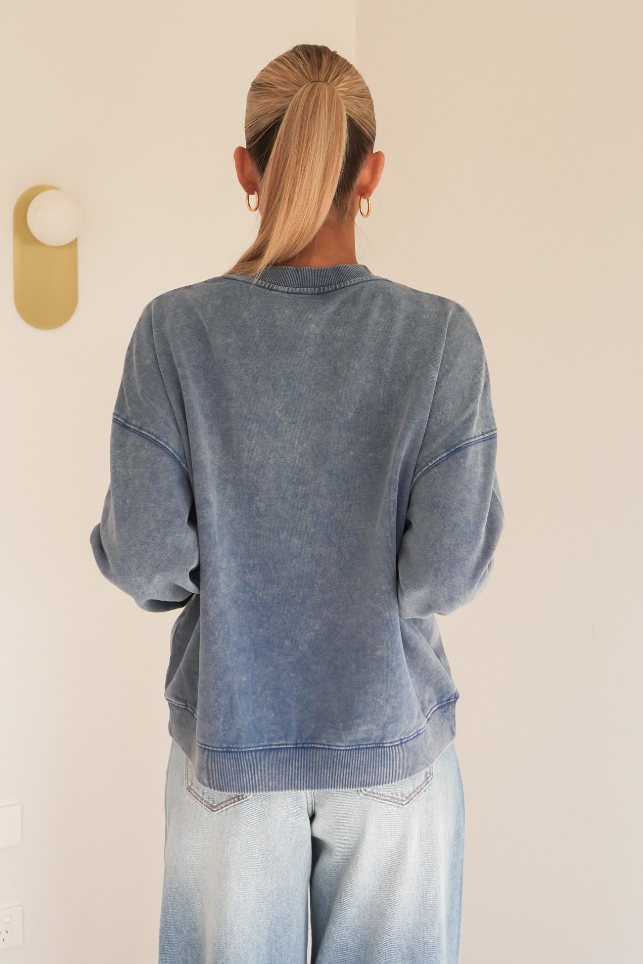 Rhythm Salt Wash Crew Neck Fleece Indigo