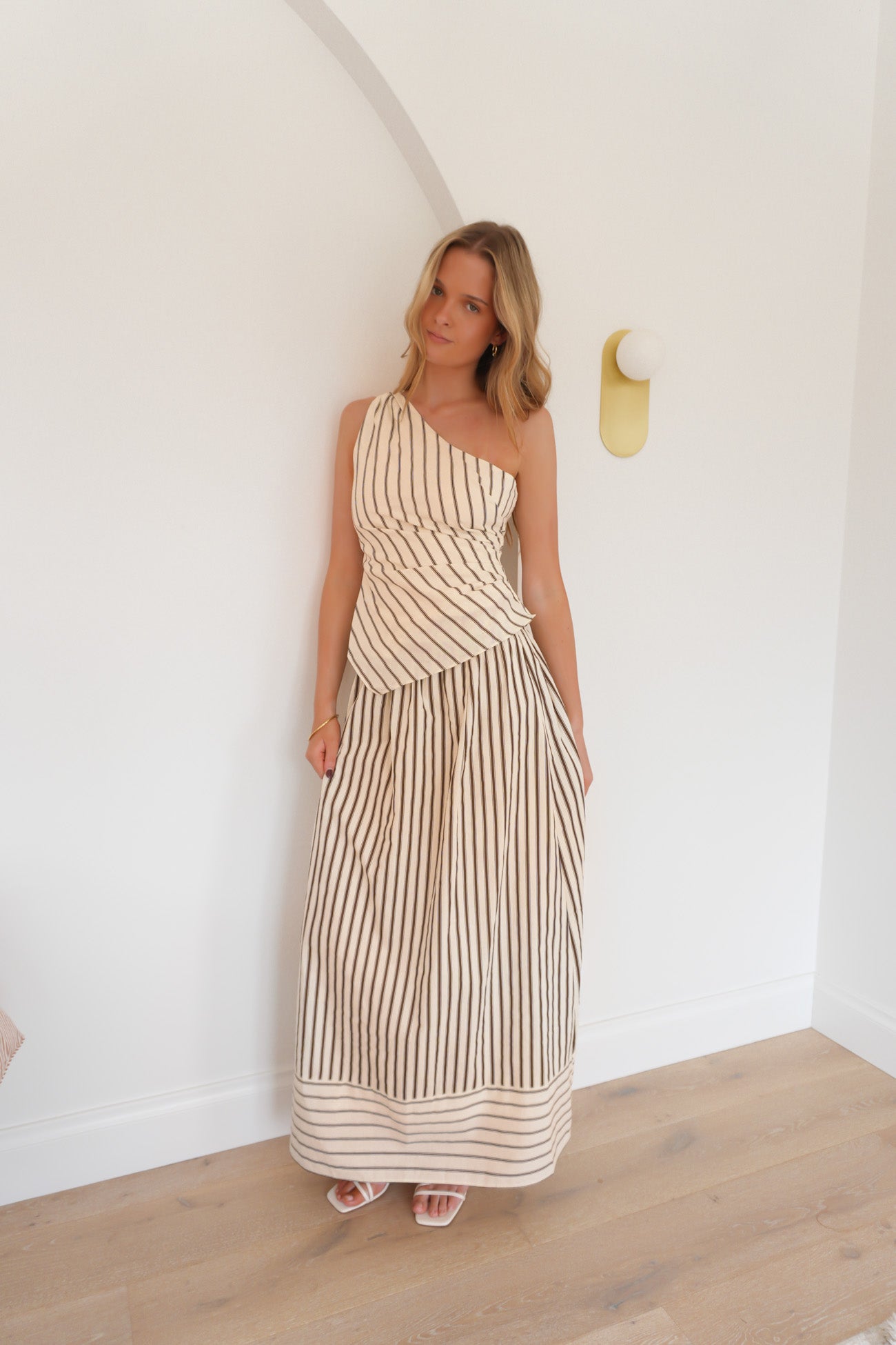 Ricca Set Cream Chocolate Stripe