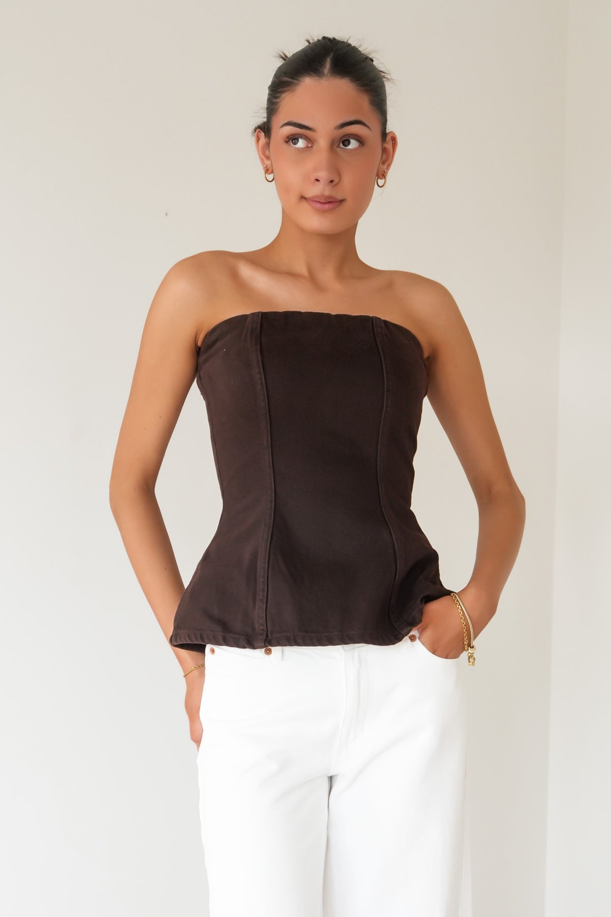 Rio Strapless Top Brown