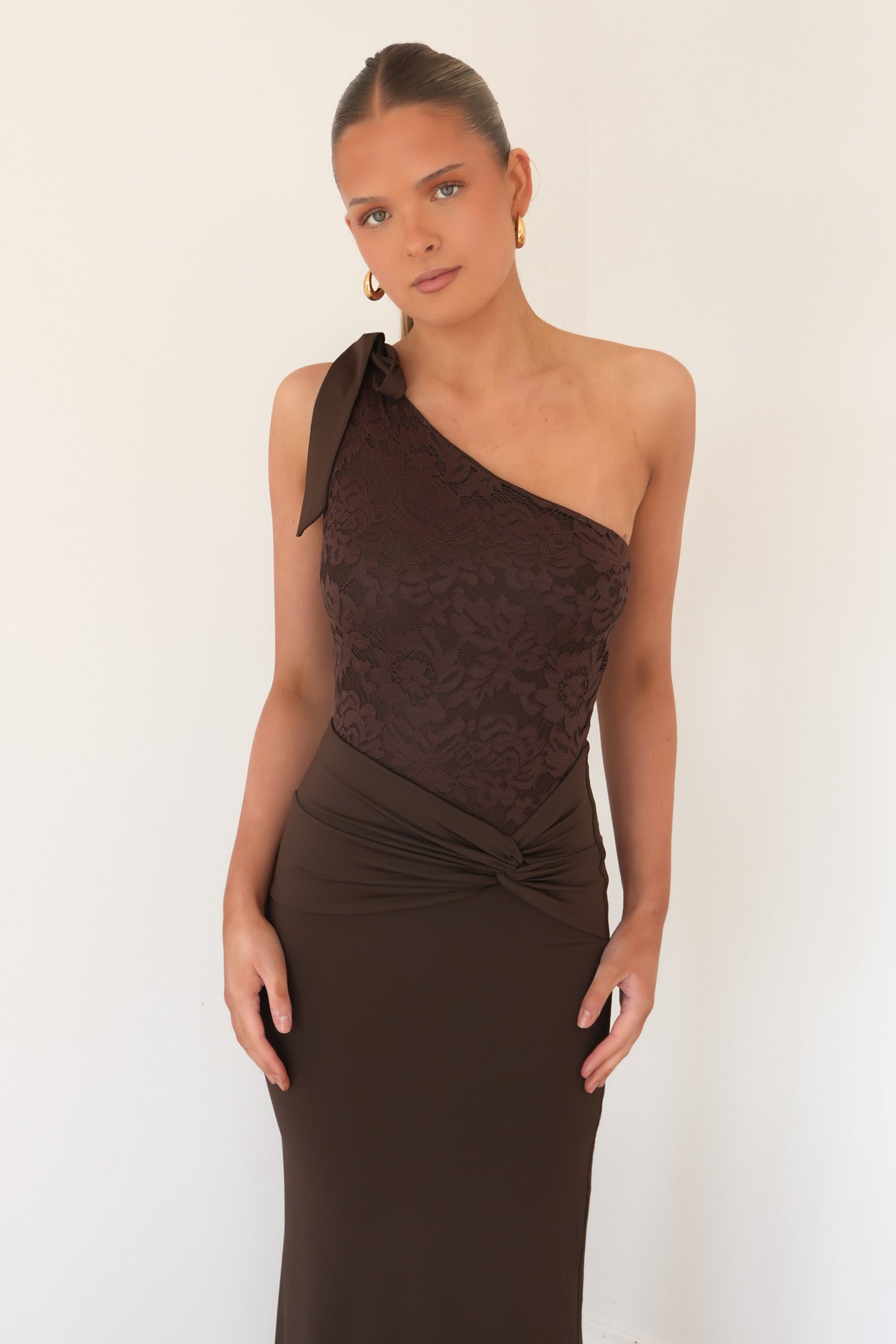 Rosin Lace Maxi Dress Brown