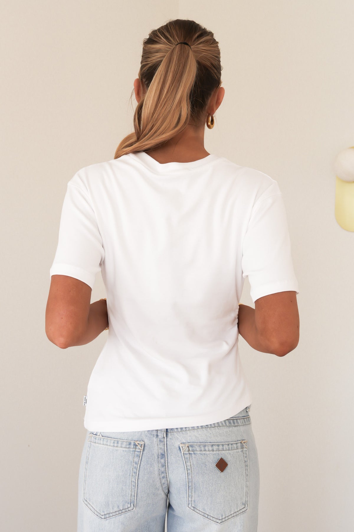 Ruched Vee Tee White