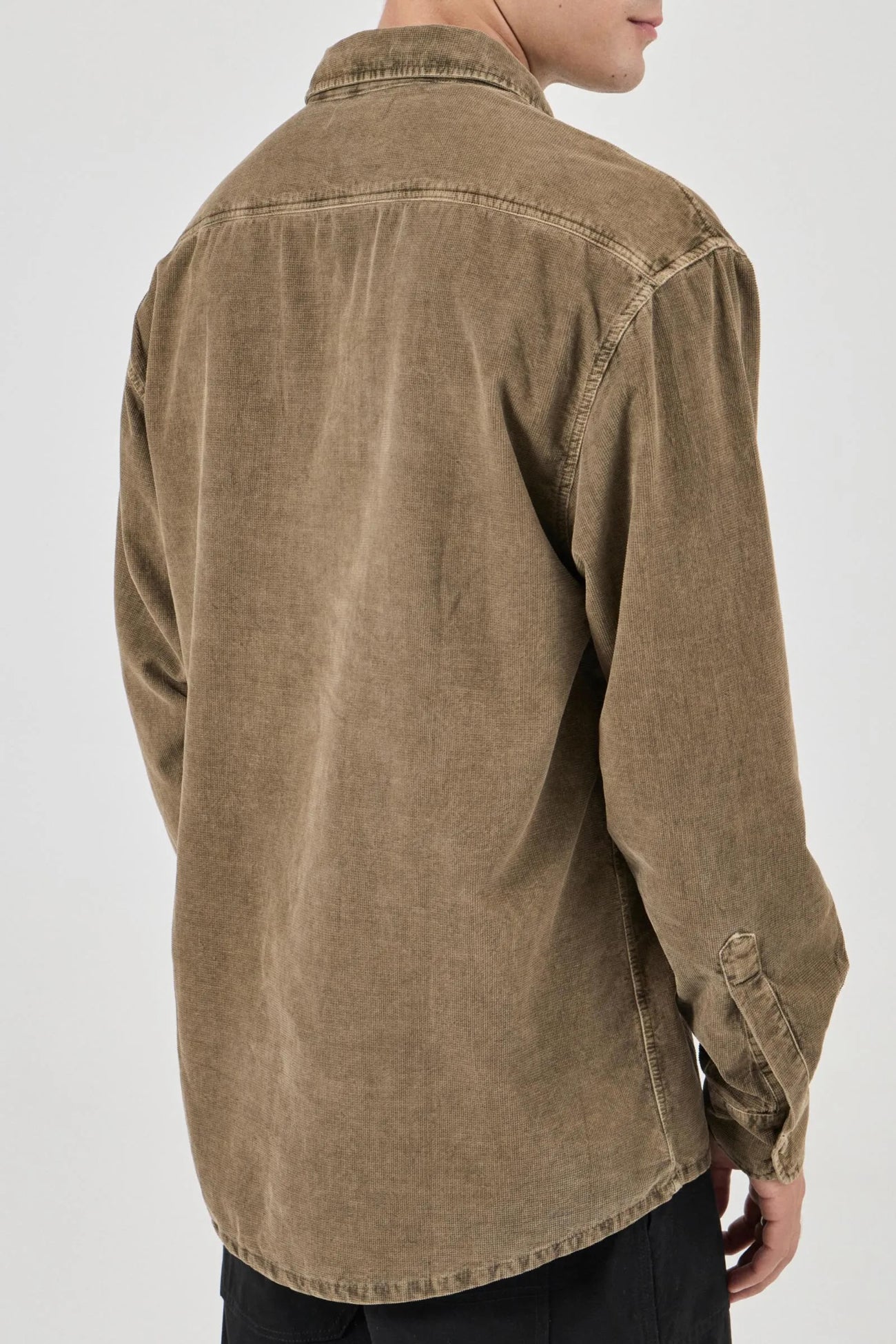 Grid Cord Long Sleeve Shirt Caramel