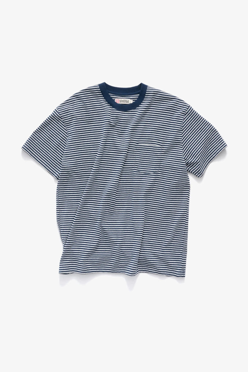 Pocket Stripe T-Shirt Navy Grey Heather