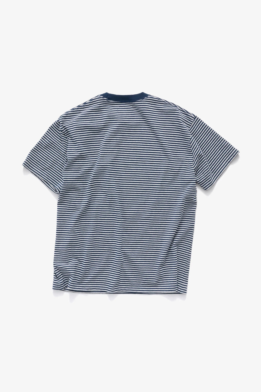 Pocket Stripe T-Shirt Navy Grey Heather