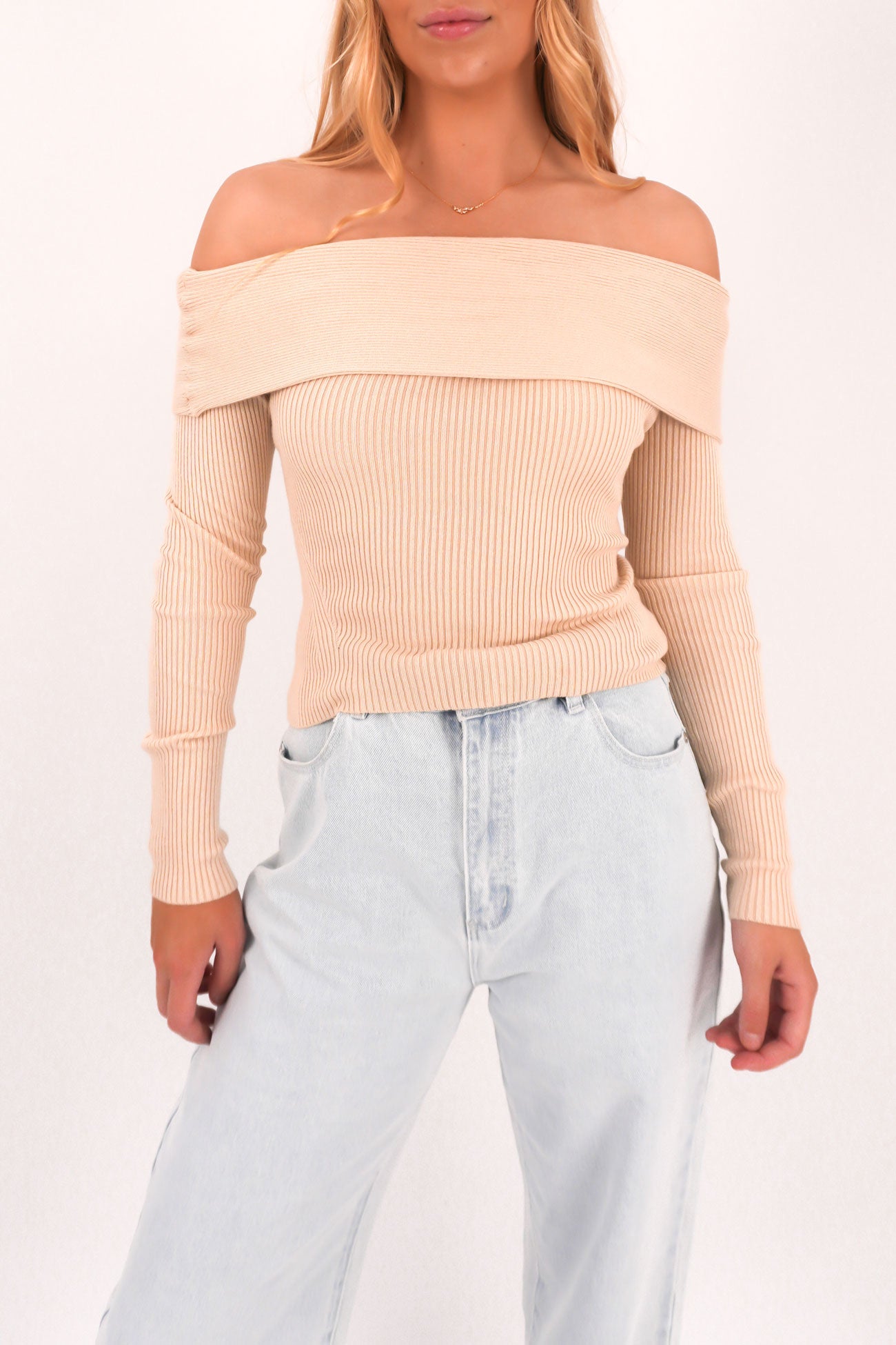 Sabine Off Shoulder Knit Natural
