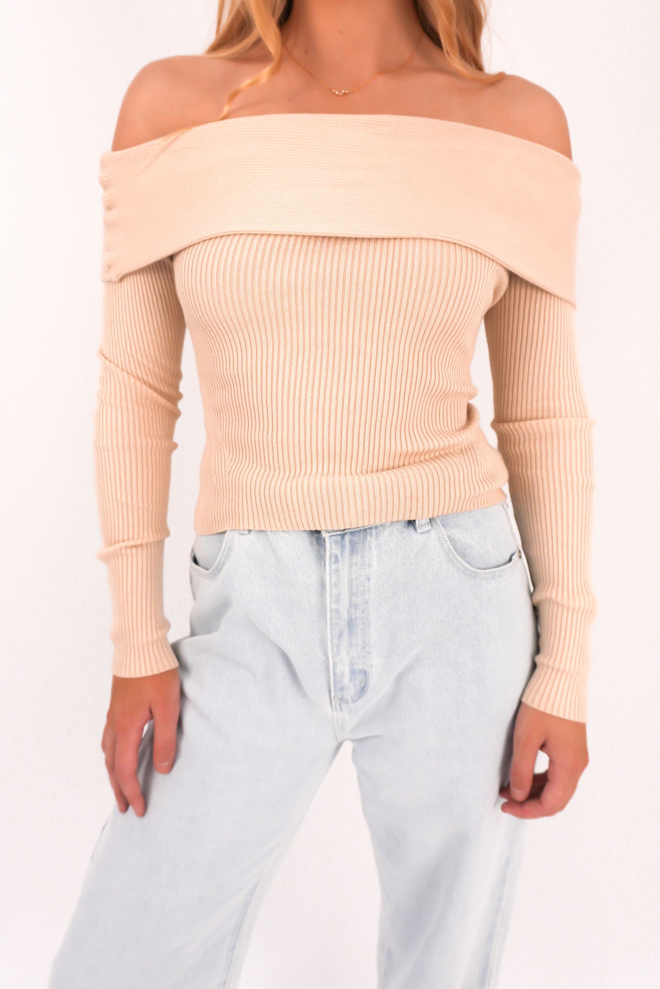 Sabine Off Shoulder Knit Natural