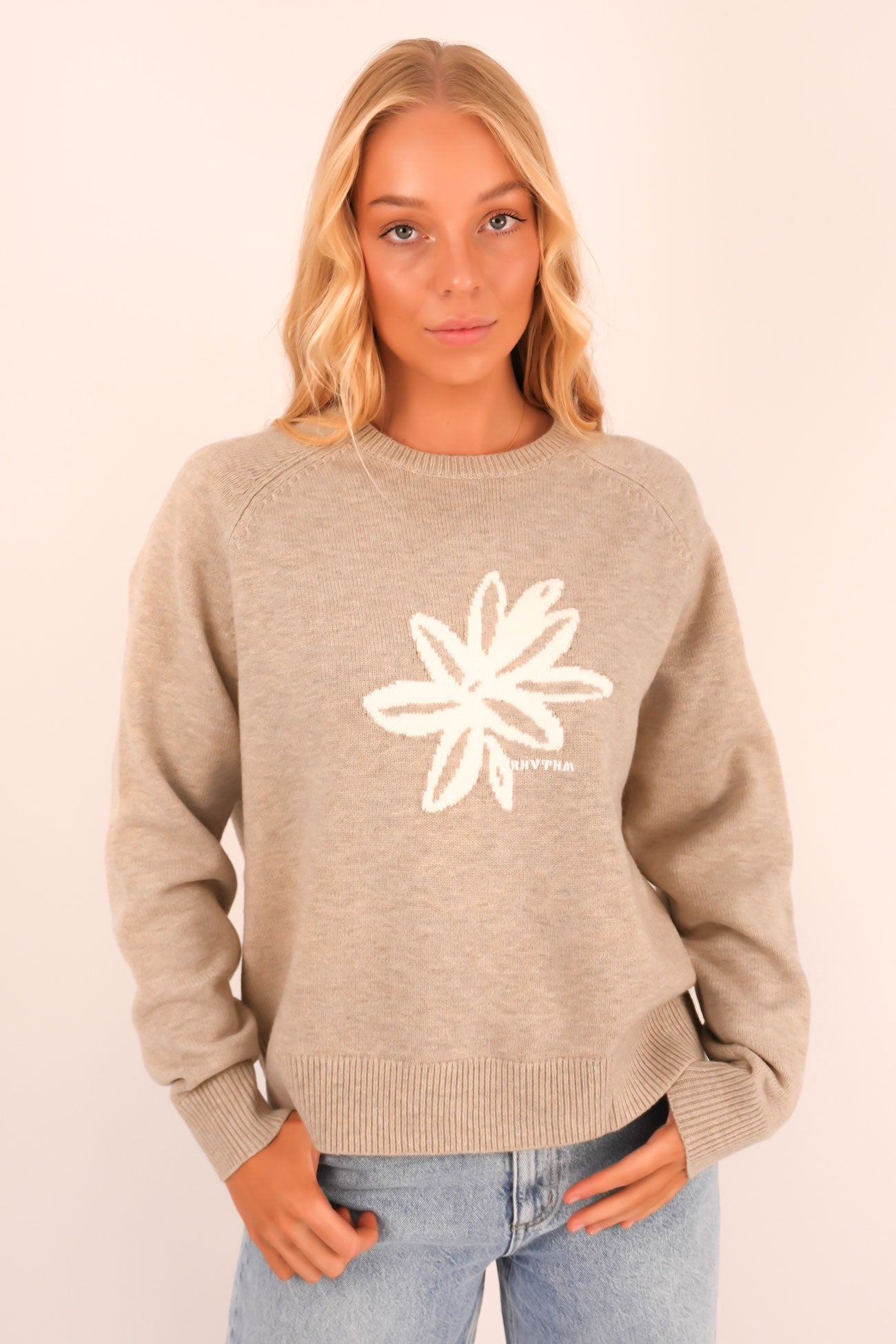 Sanctuary Crew Neck Knit Jumper Taupe