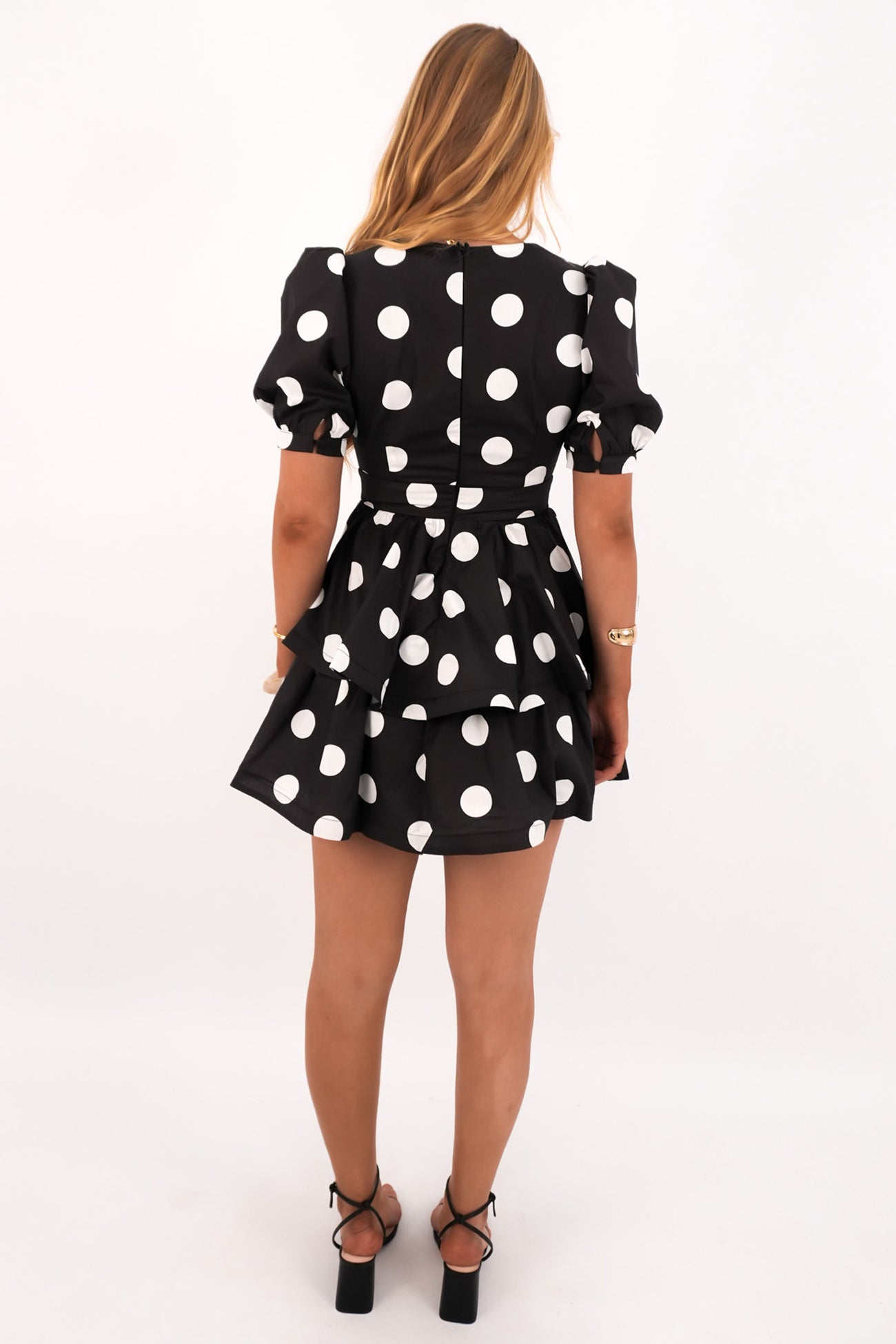 Sanders Mini Dress Black Polka Dot