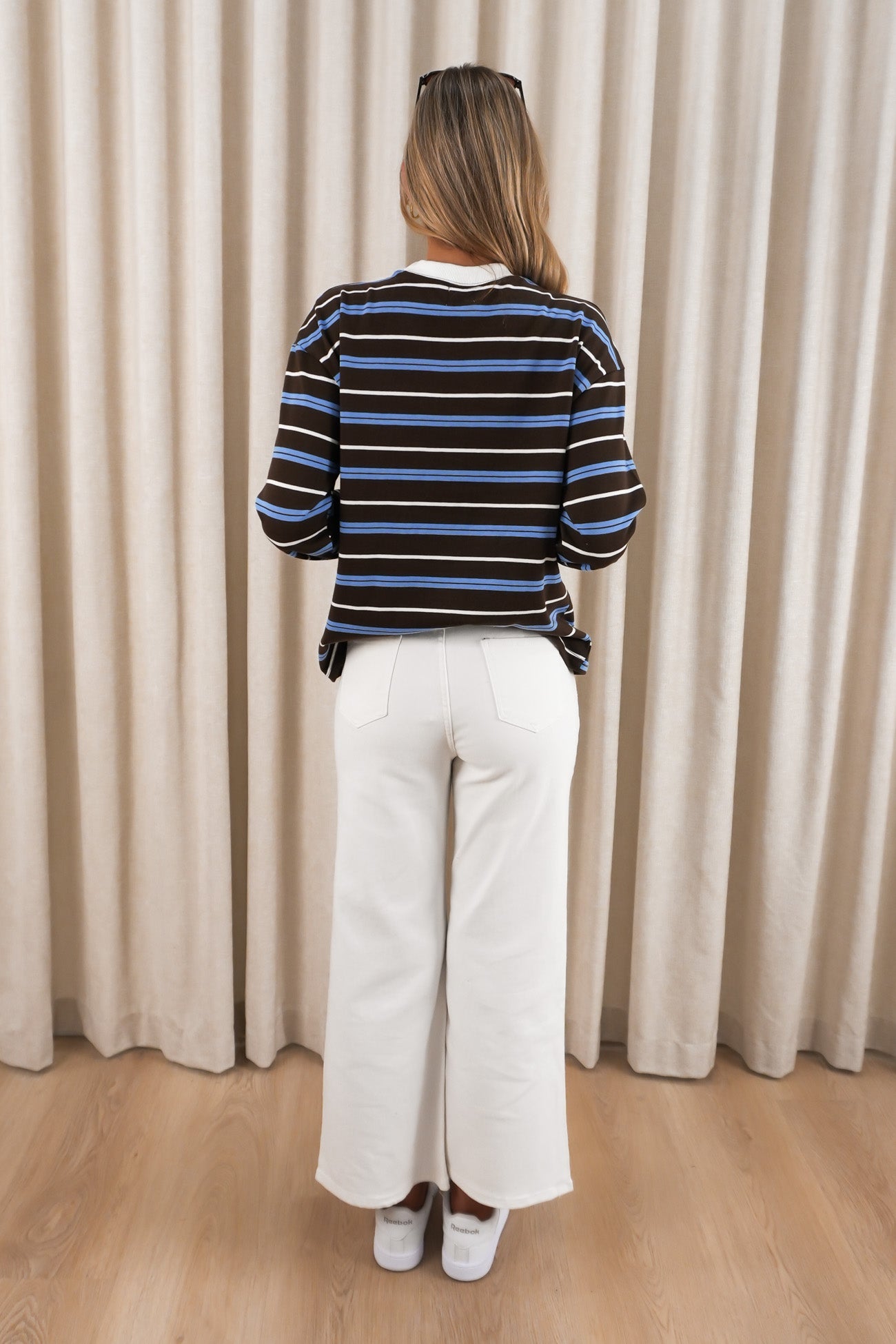 Sandi Long Sleeve Tee Blue Brown Stripe