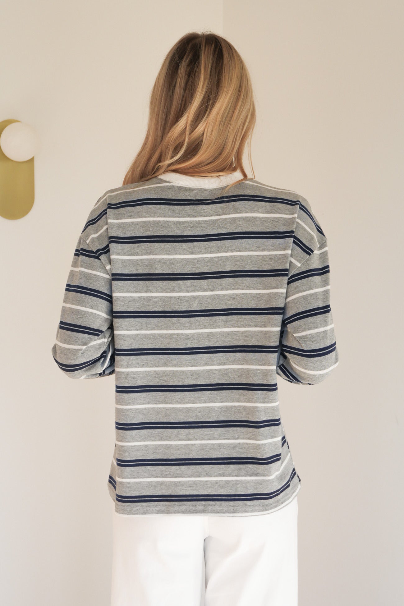 Sandi Long Sleeve Tee Grey Stripe