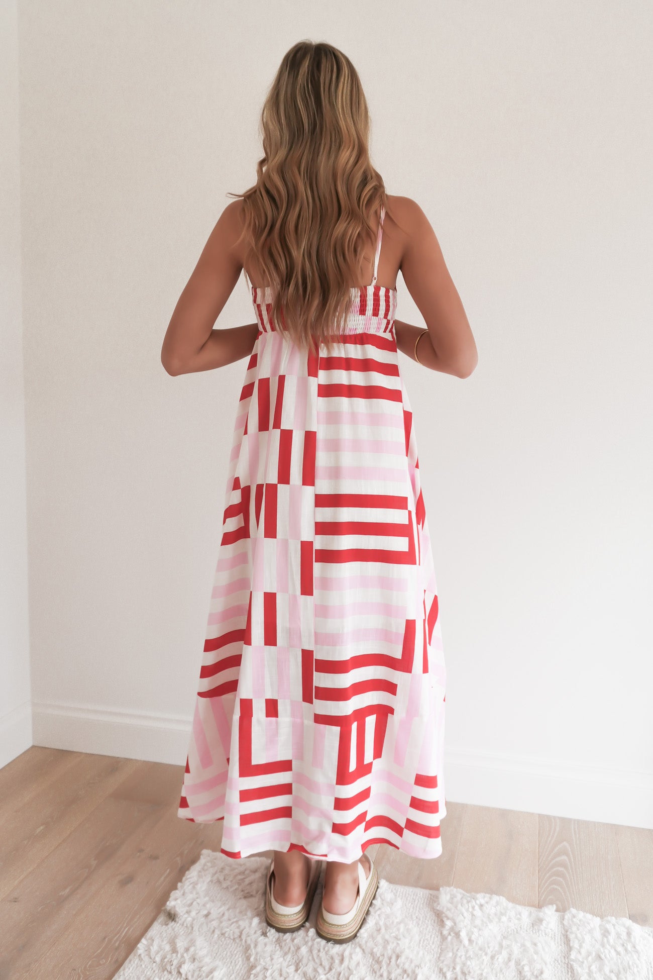 Sashia Maxi Dress Pink Geo Stripe