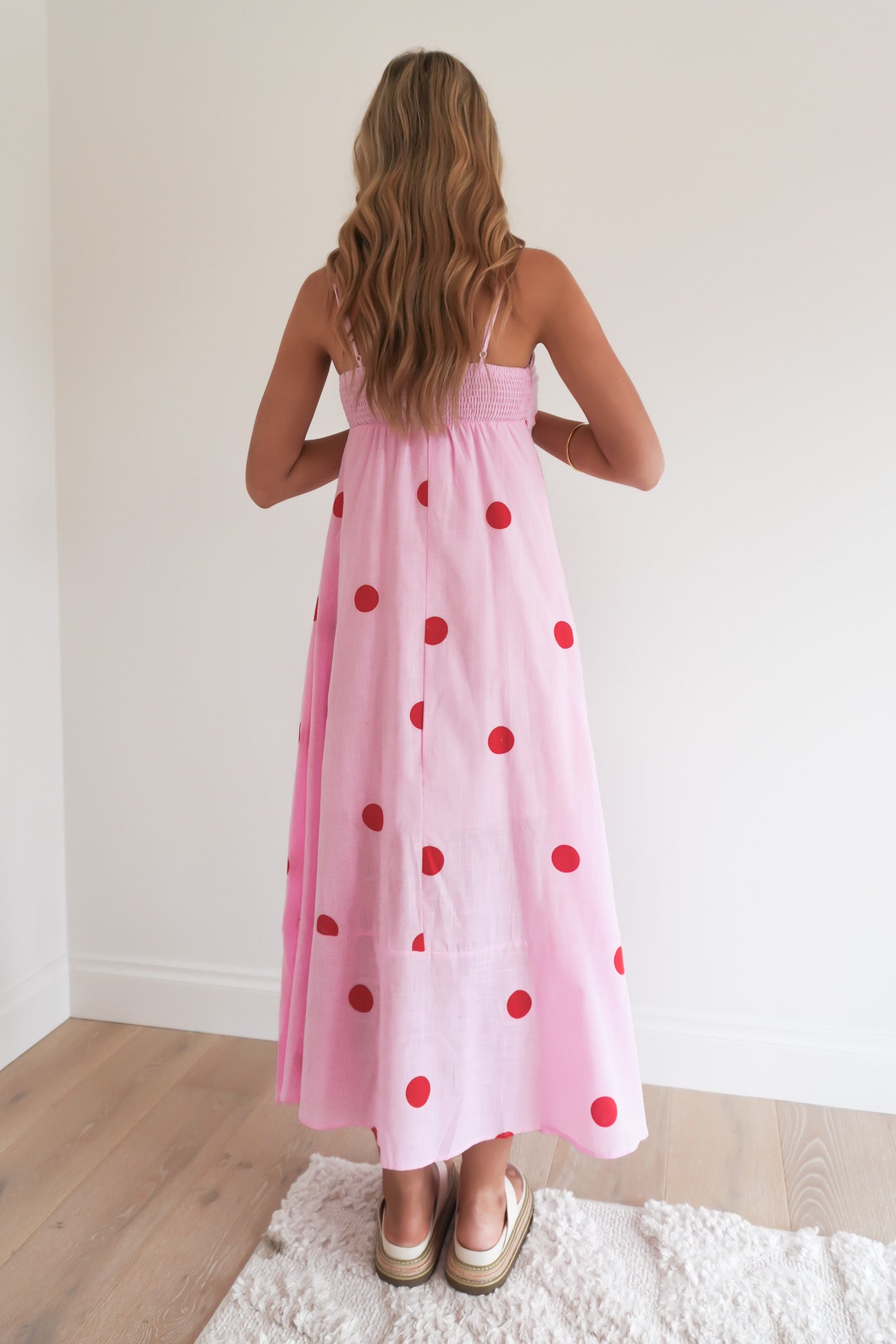 Sashia Maxi Dress Pink Polka Dot