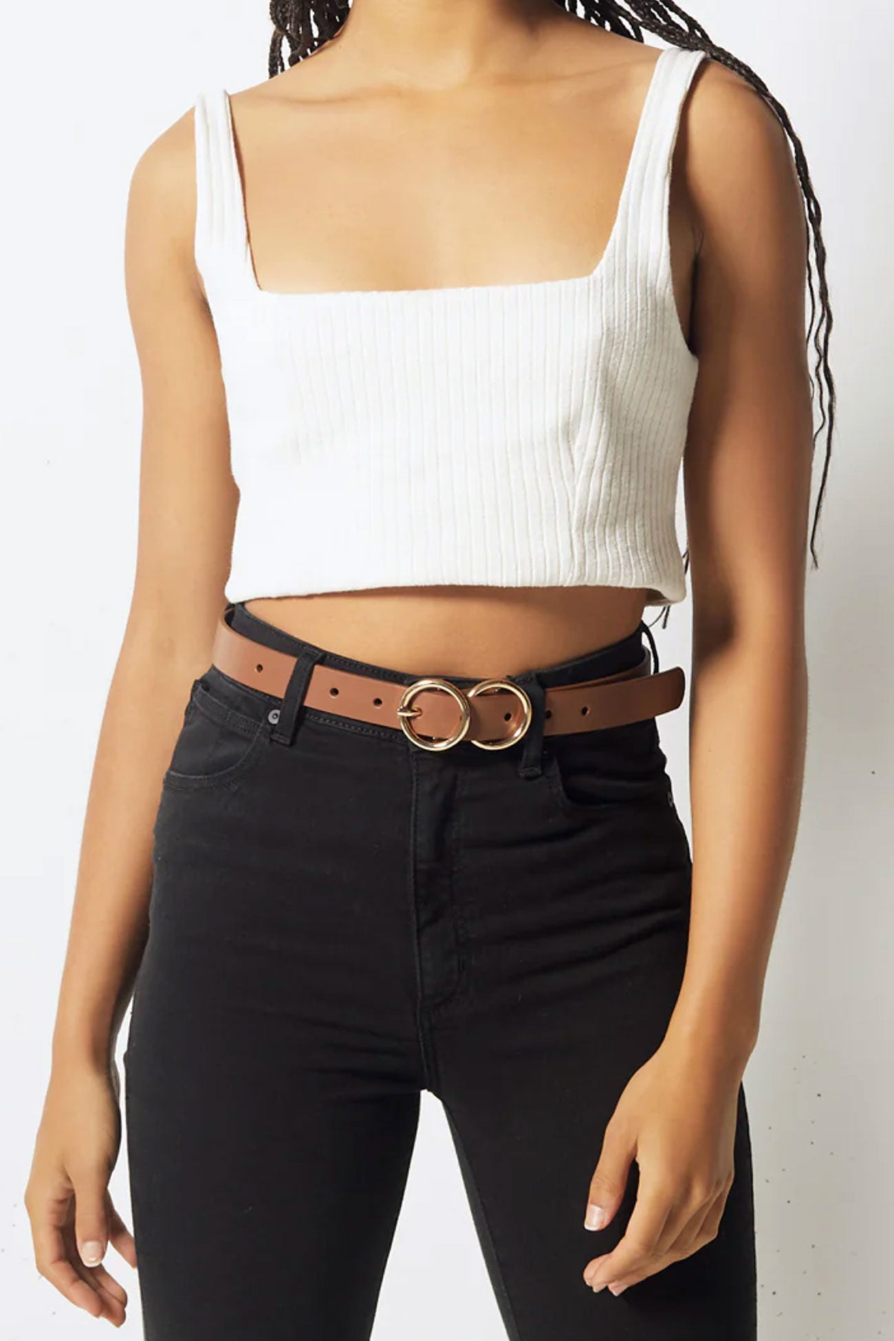 Mislaid Skinny Belt Tan Gold