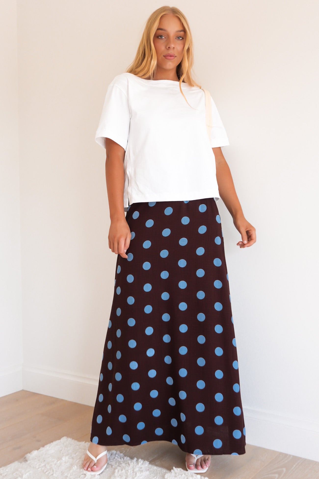 Seanna Maxi Skirt Chocolate Polka Dot