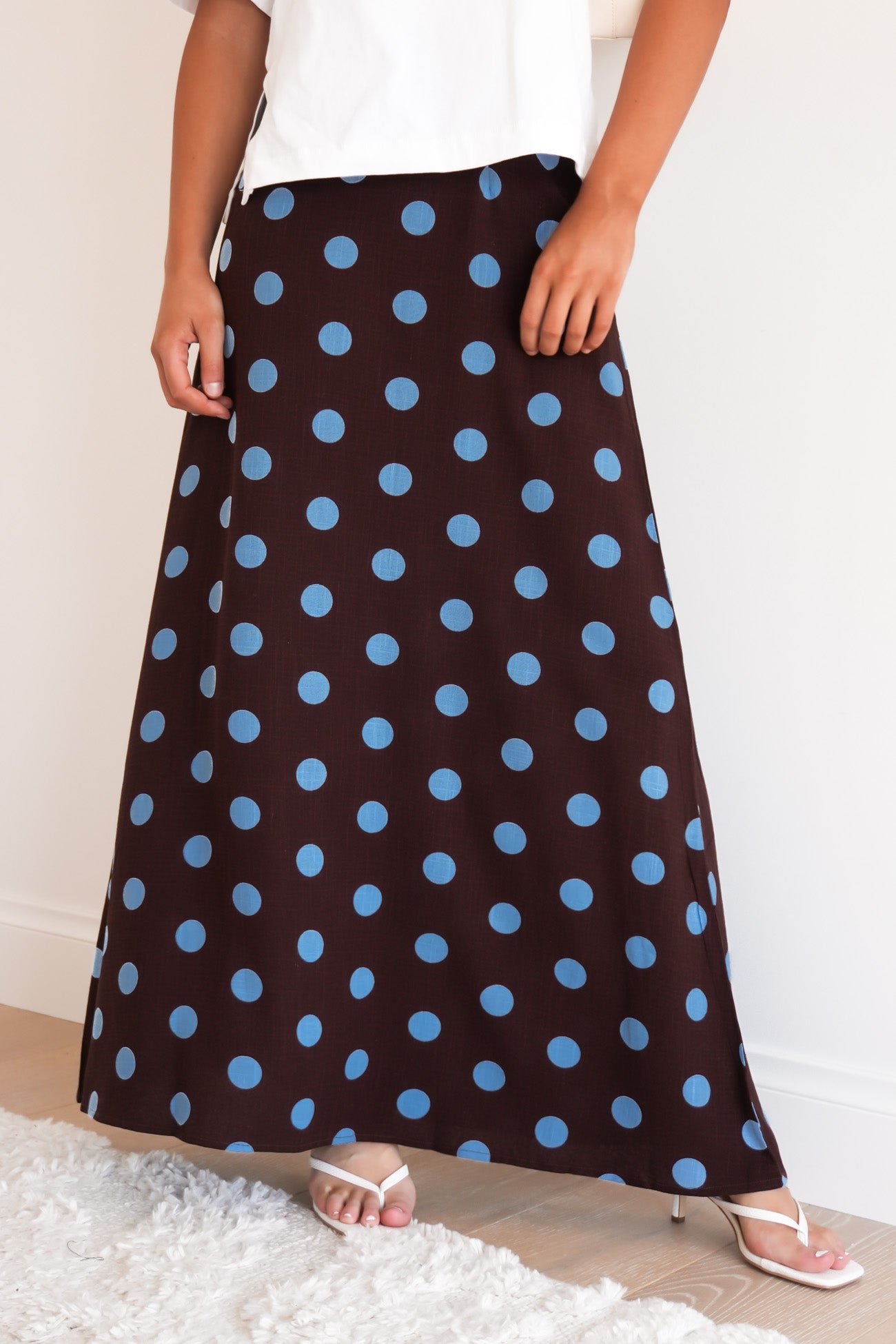 Seanna Maxi Skirt Chocolate Polka Dot