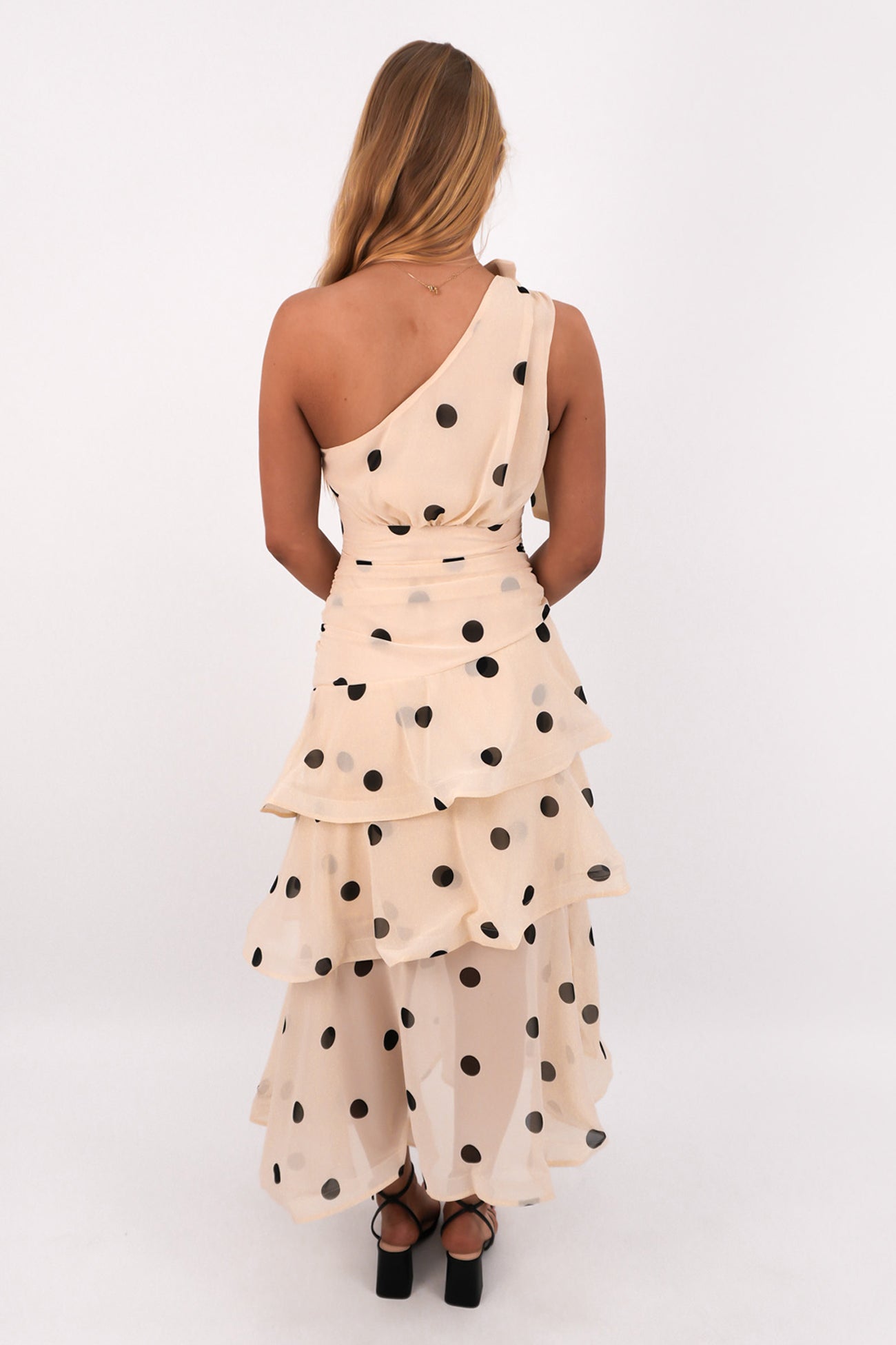 Seema Midi Dress Beige Polka Dot