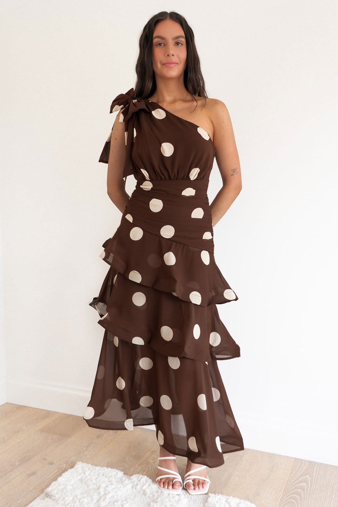 Seema Midi Dress Mocha Polka Dot