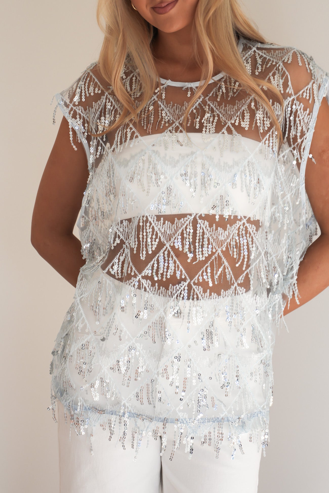 Shannon Sequin Top Blue