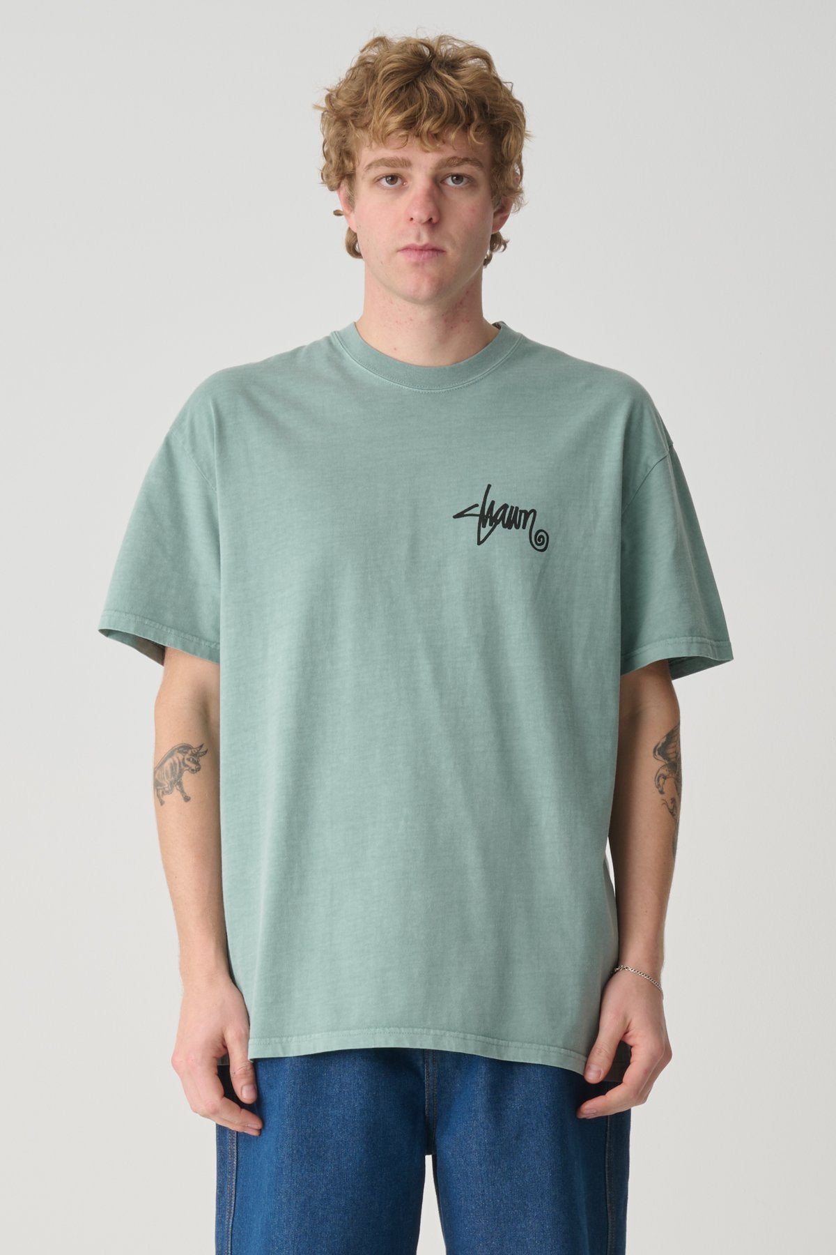 Shawn Script Tee Washed Sage