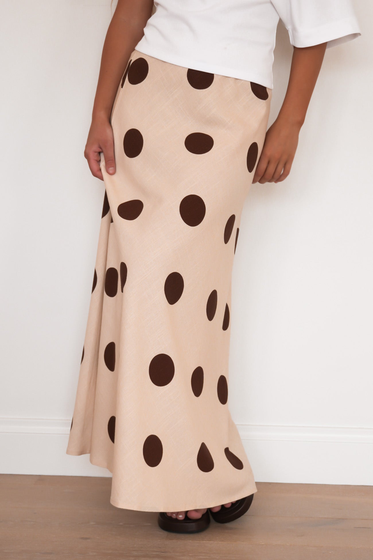 Shelby Maxi Skirt Cream Polka Dot