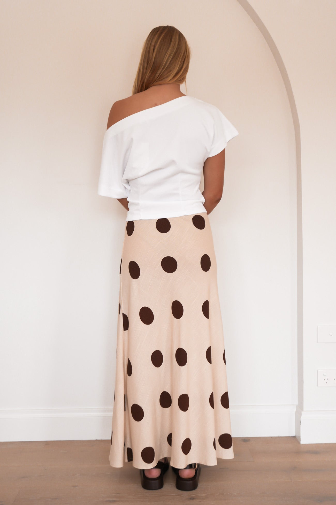 Shelby Maxi Skirt Cream Polka Dot