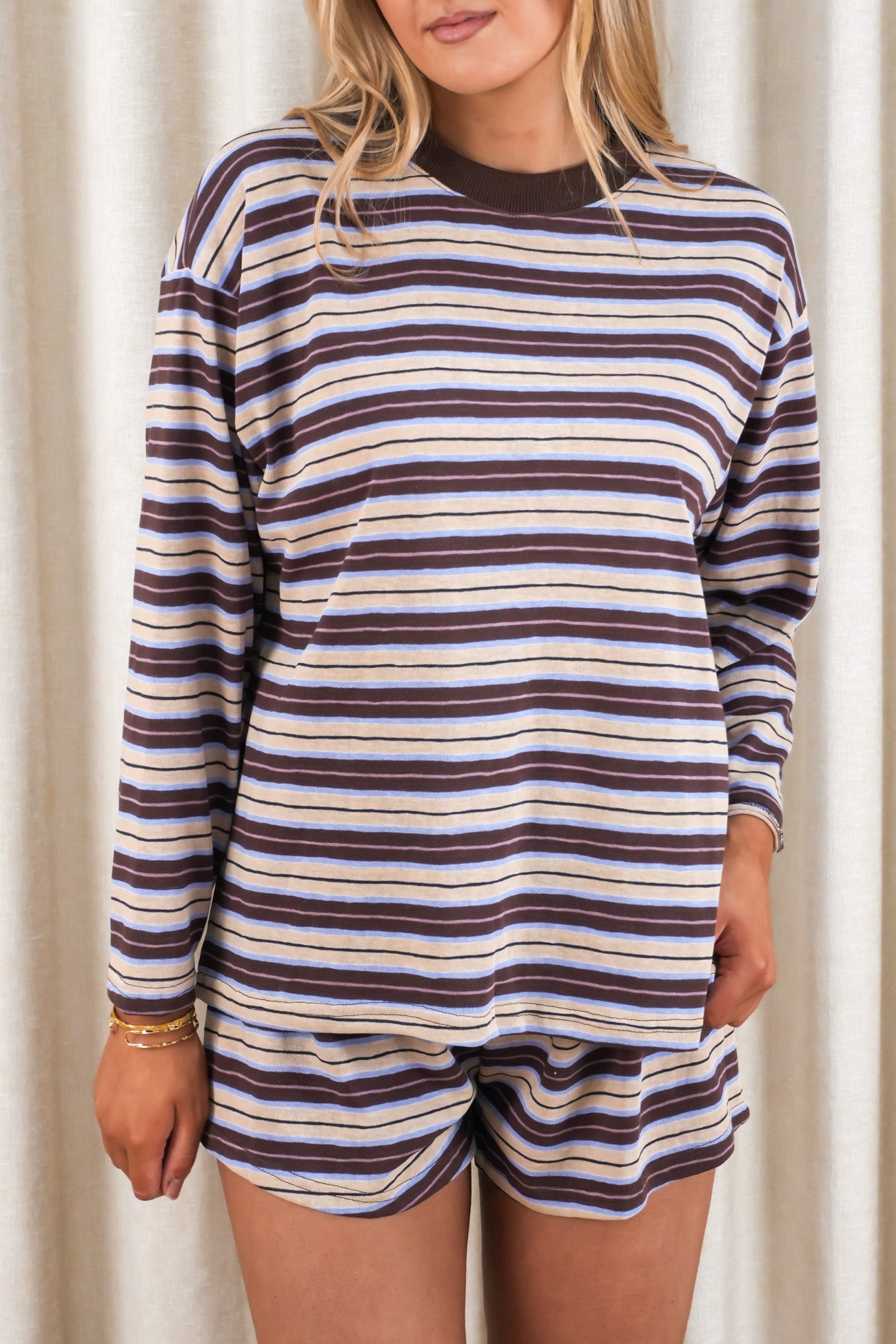 Shinae Set Beige Chocolate Stripe