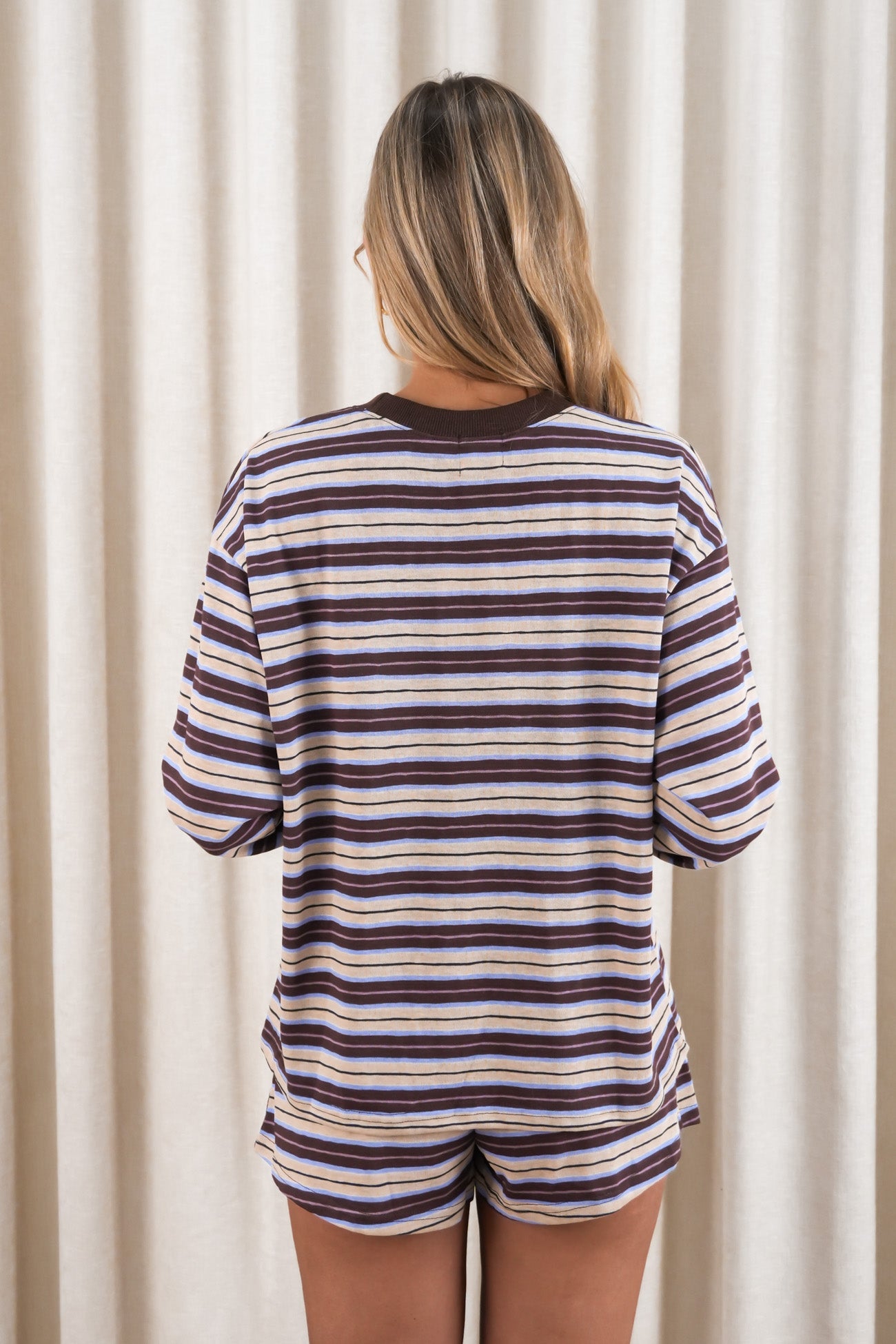 Shinae Set Beige Chocolate Stripe