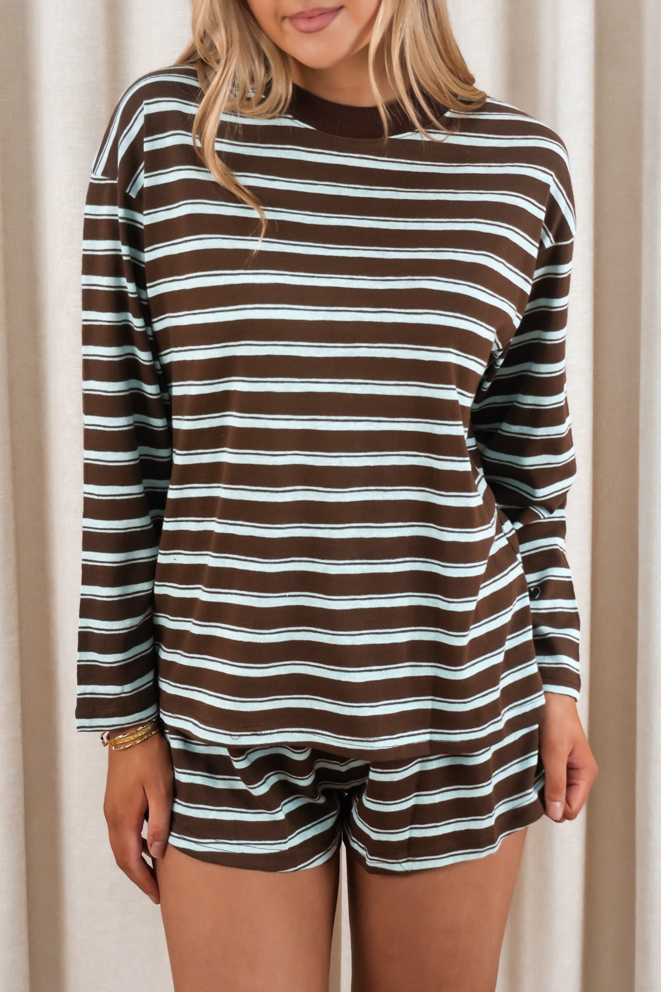 Shinae Set Chocolate Blue Stripe