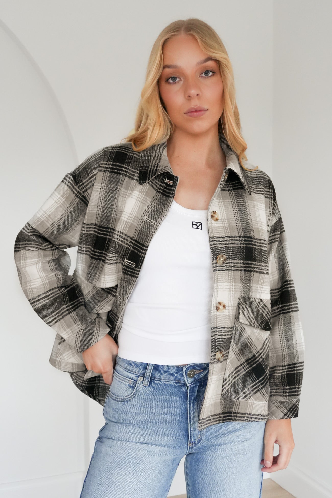 Sienna Shirt Charcoal Check