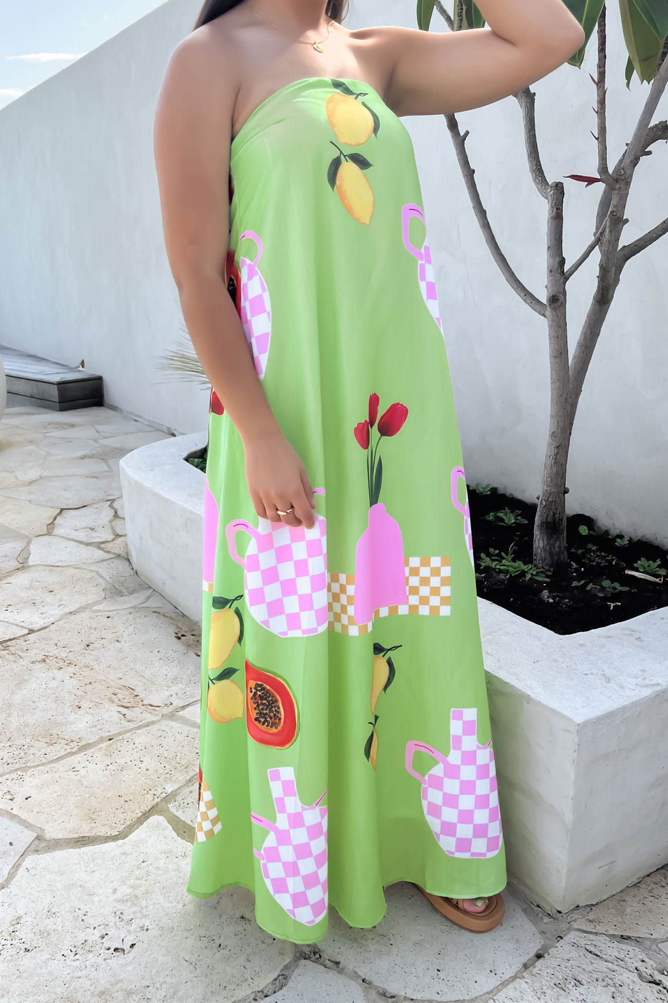 Sloane Maxi Dress Green Lemon Papaya