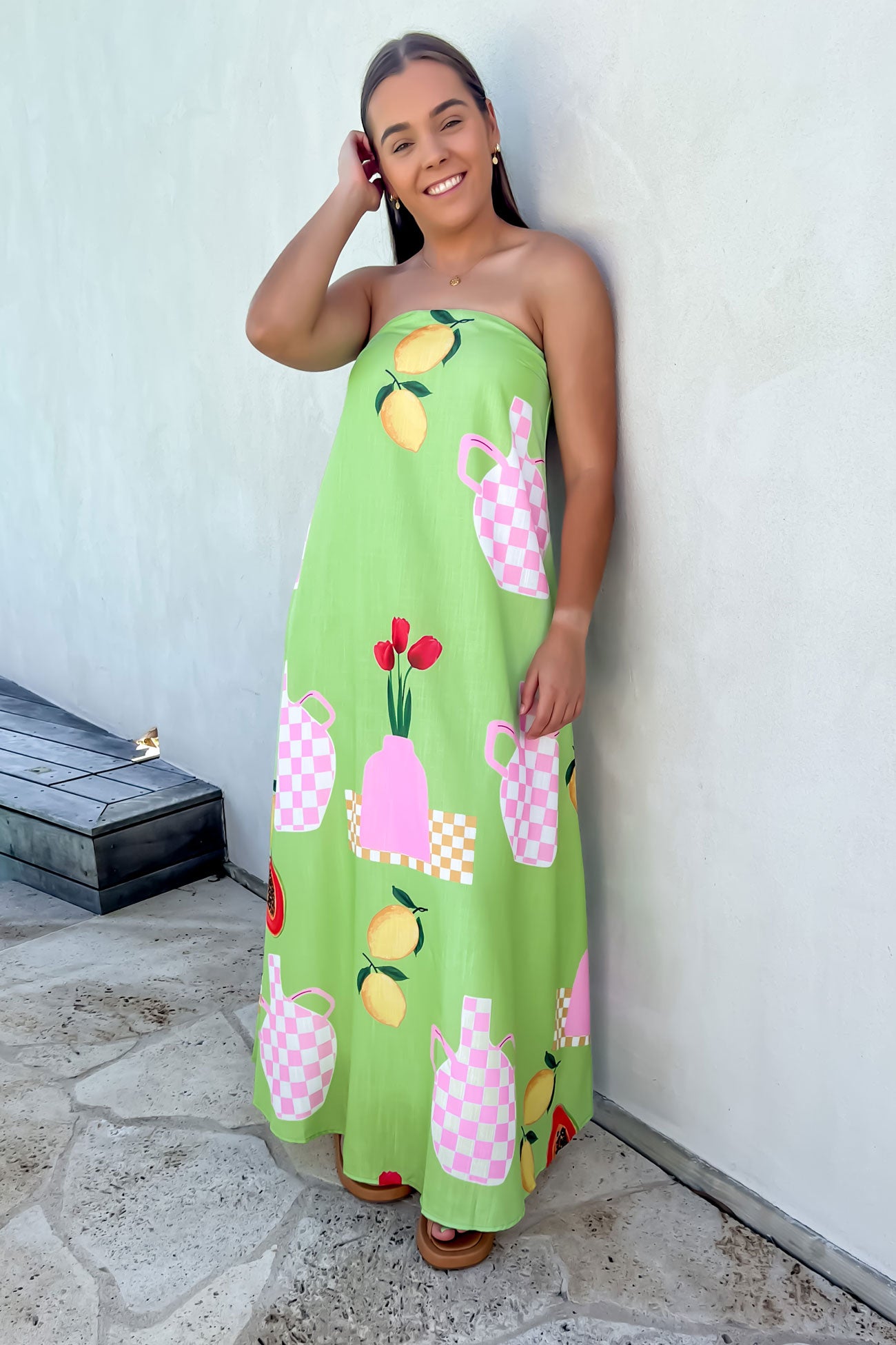 Sloane Maxi Dress Green Lemon Papaya
