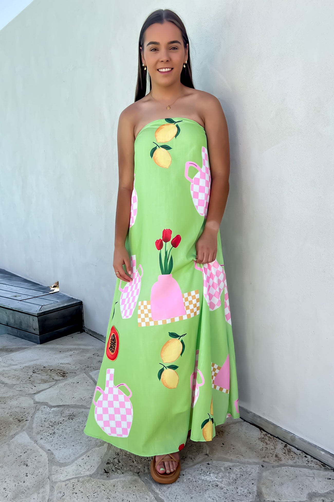 Sloane Maxi Dress Green Lemon Papaya