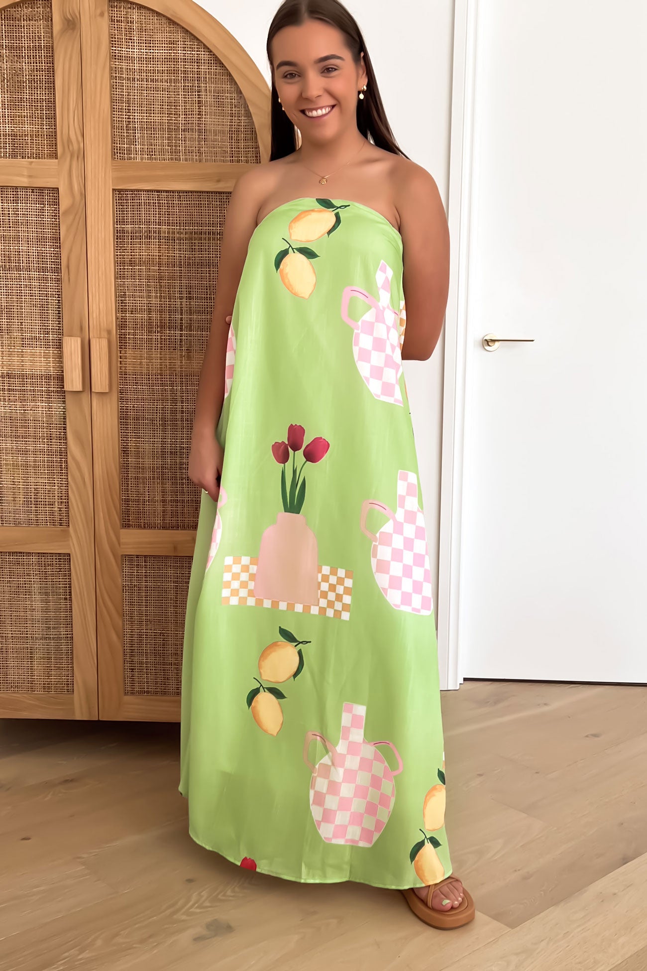 Sloane Maxi Dress Green Lemon Papaya