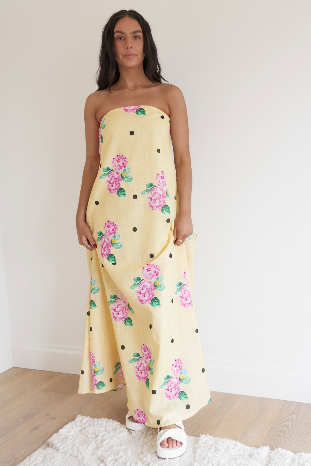 Sloane Maxi Dress Yellow Hydrangea