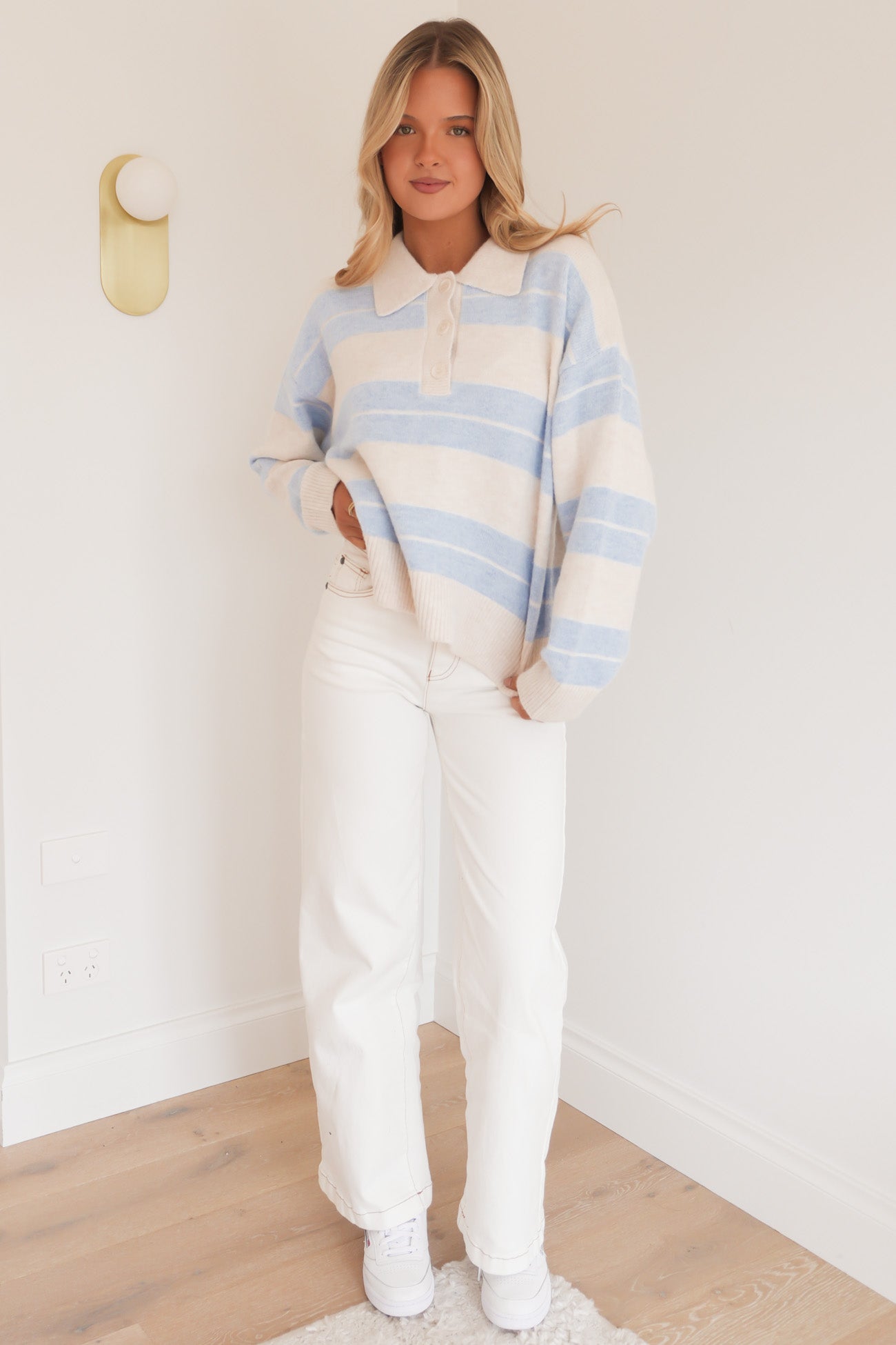 Sofia Stripe Polo Soft Blue