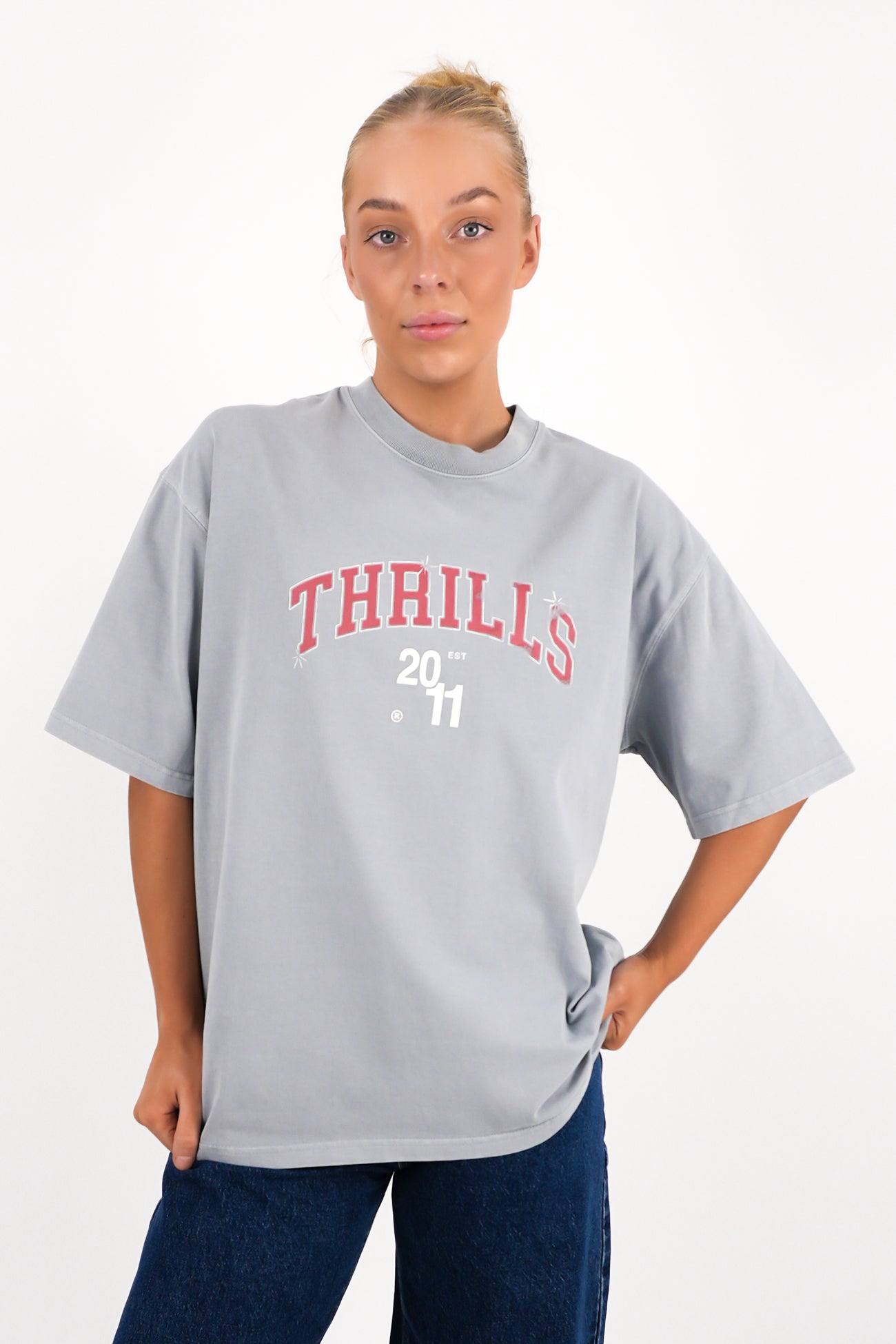 Thrills Eyes In The Grass Oversize Tee (Smog) main image 1