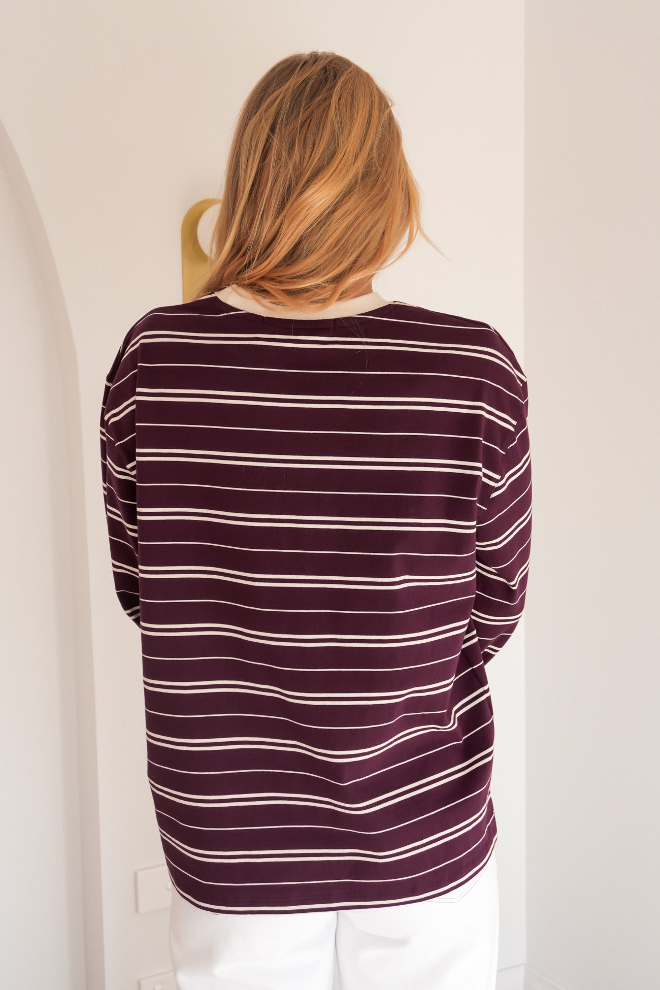 Stripe Long Sleeve Tee Cherry
