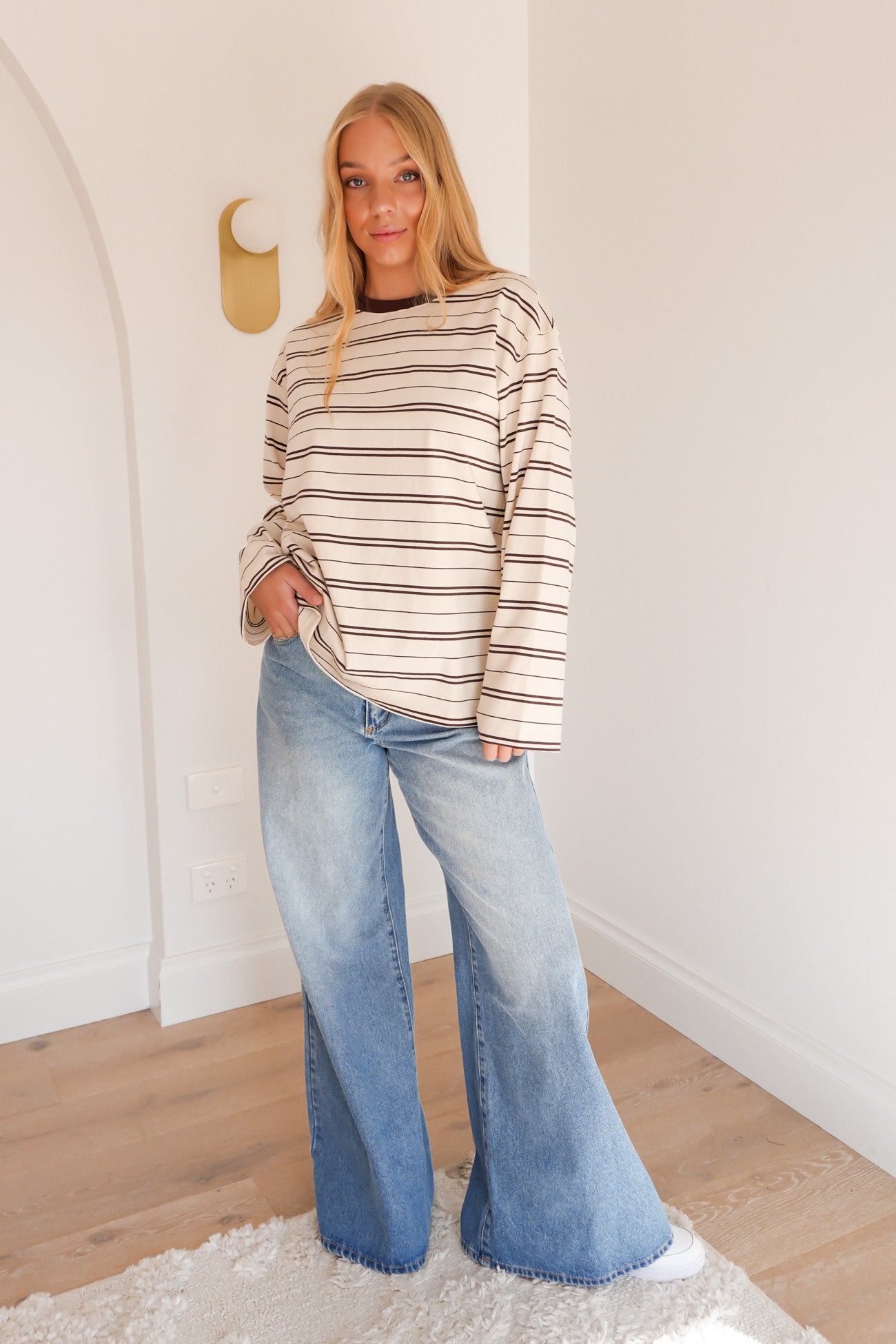 Stripe Long Sleeve Tee Chocolate