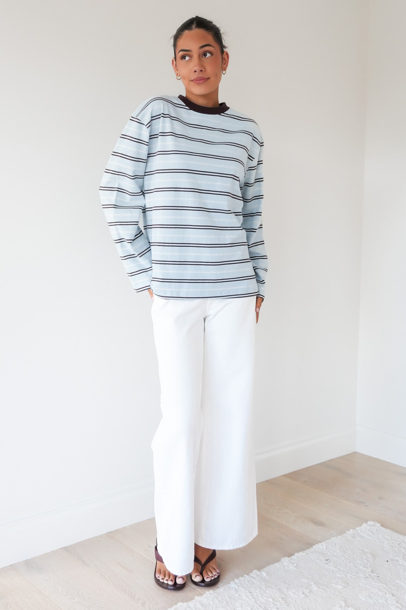 Stripe Long Sleeve Tee Light Blue