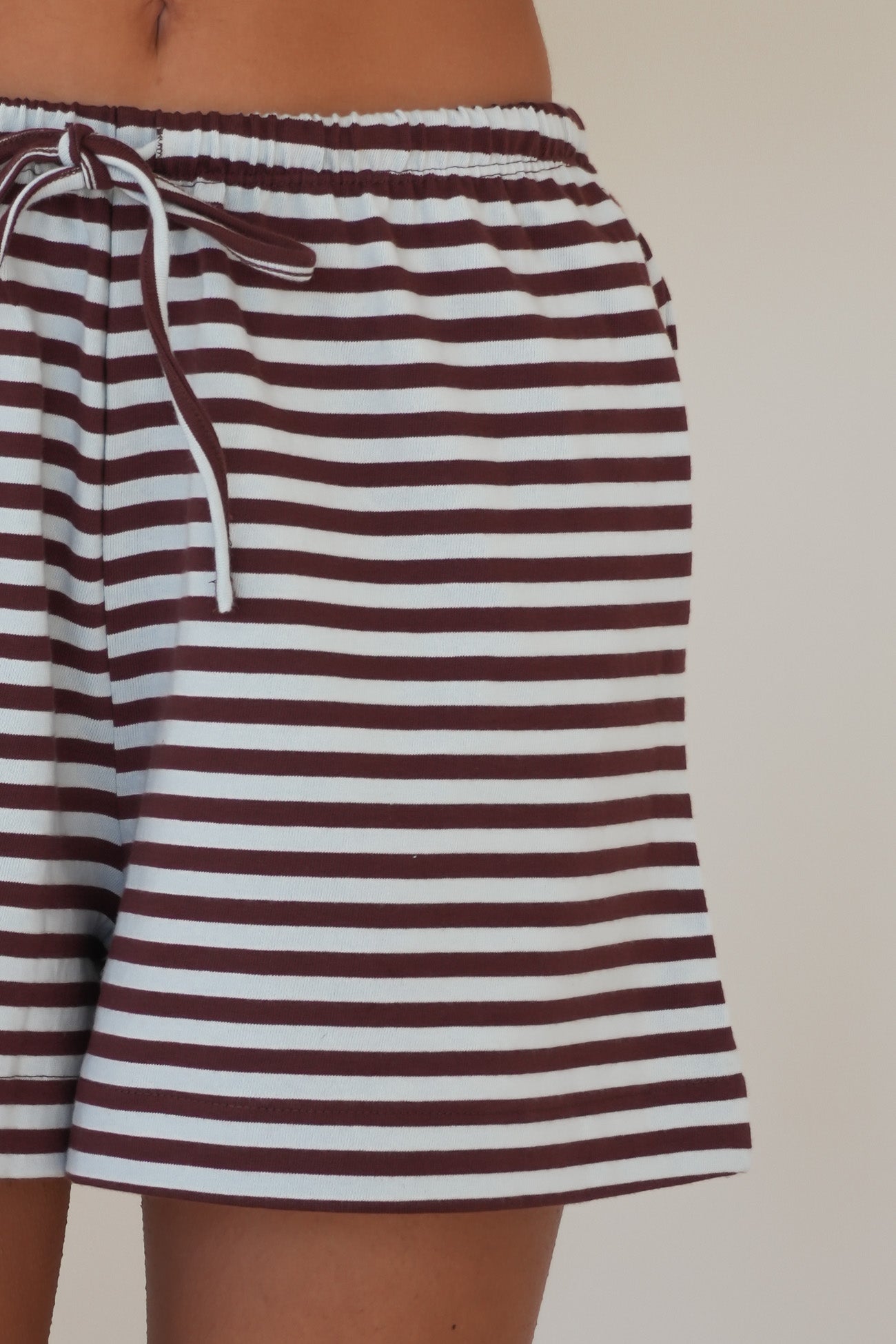 Stripe Tie Waist Short Light Blue