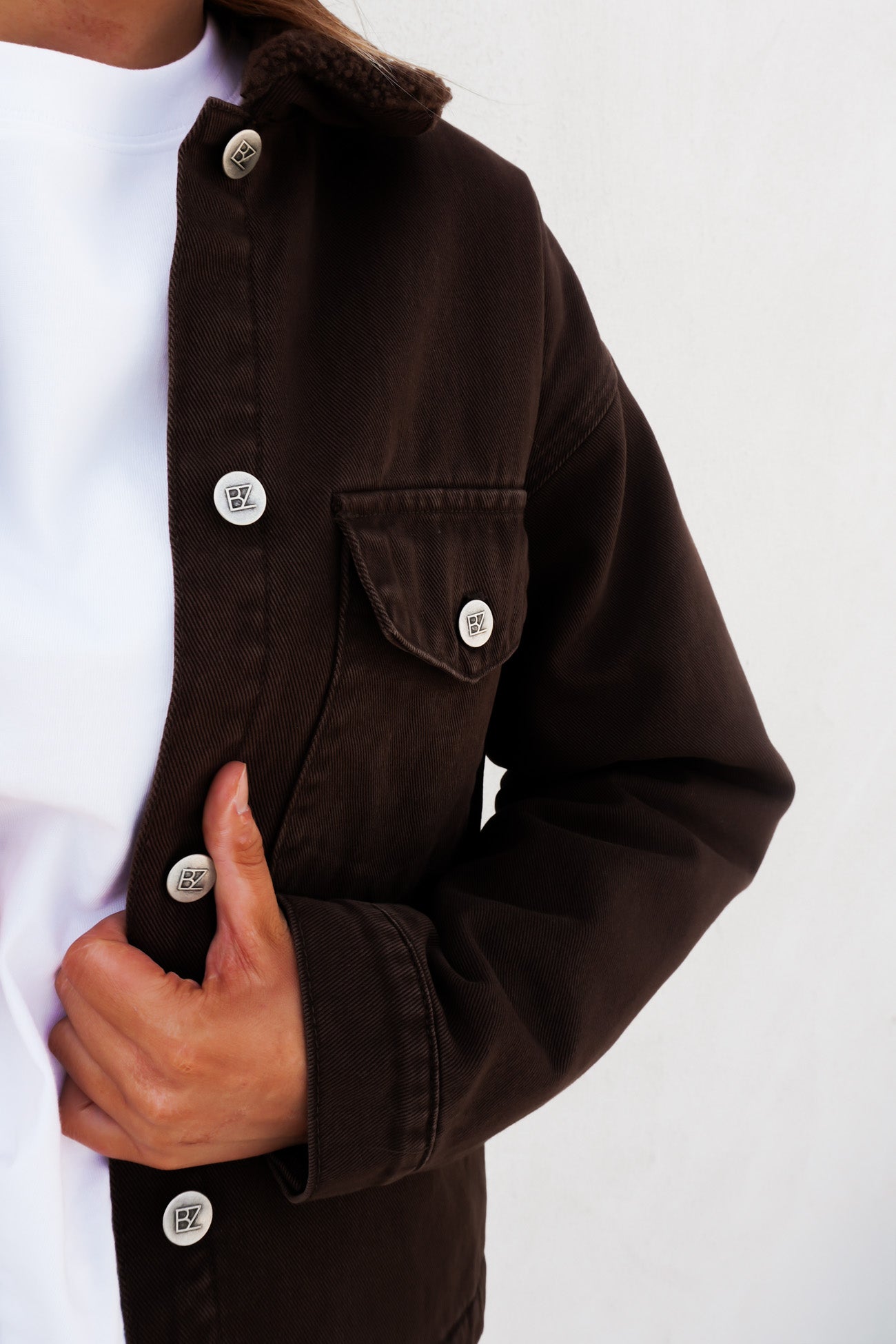 Sutton Denim Sherpa Jacket Chocolate
