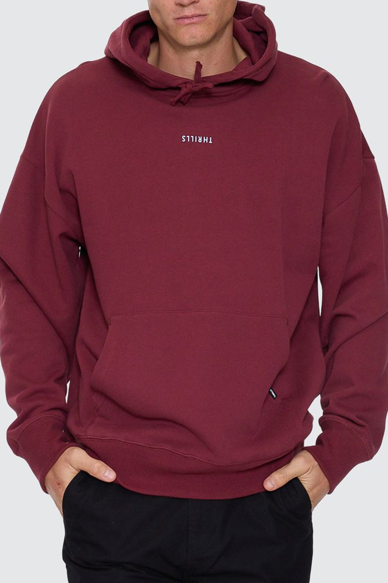 Minimal Thrills Slouch Pull On Hood New Maroon