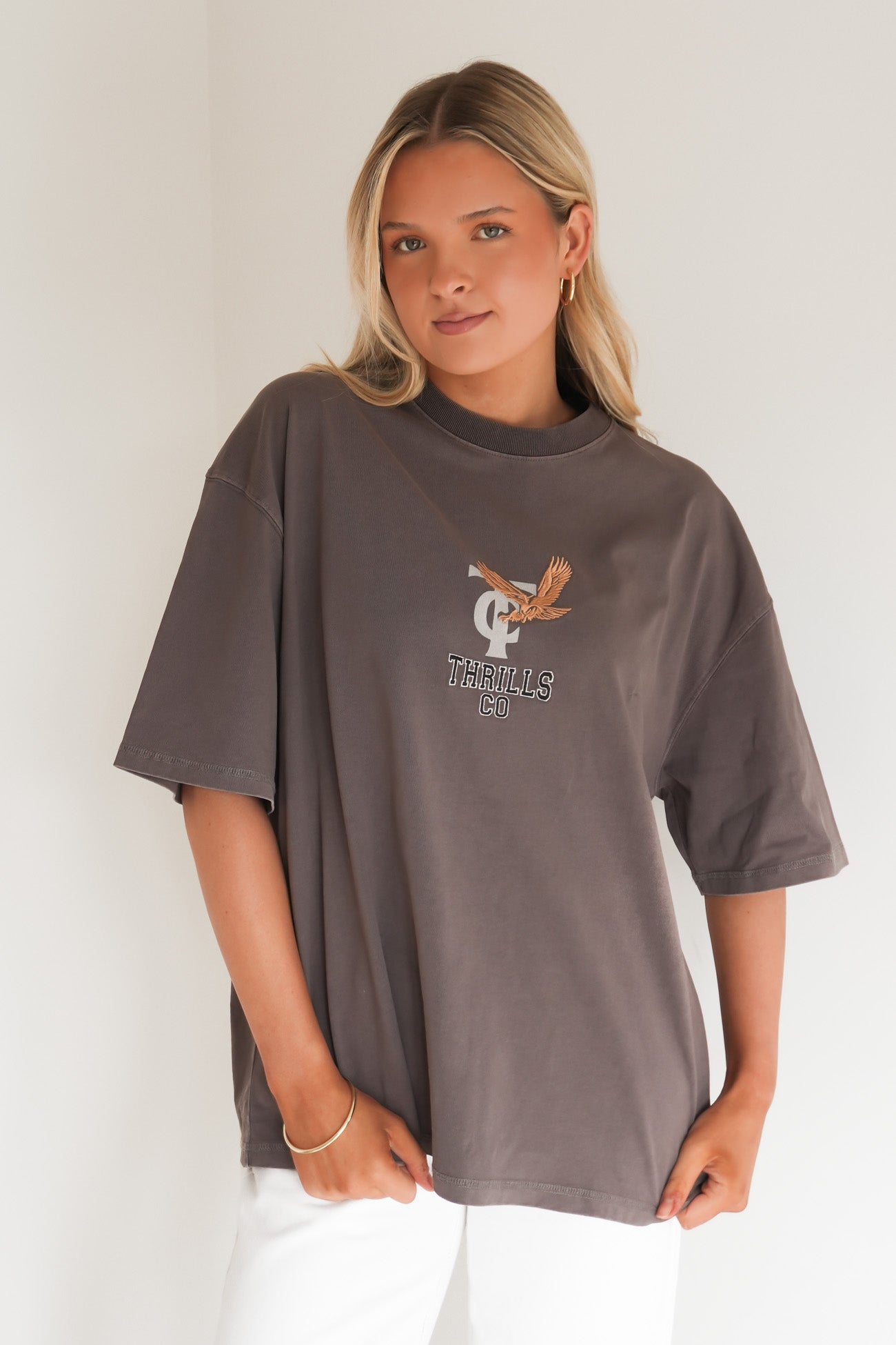 Take It Easy Oversized Tee Clay Smoke