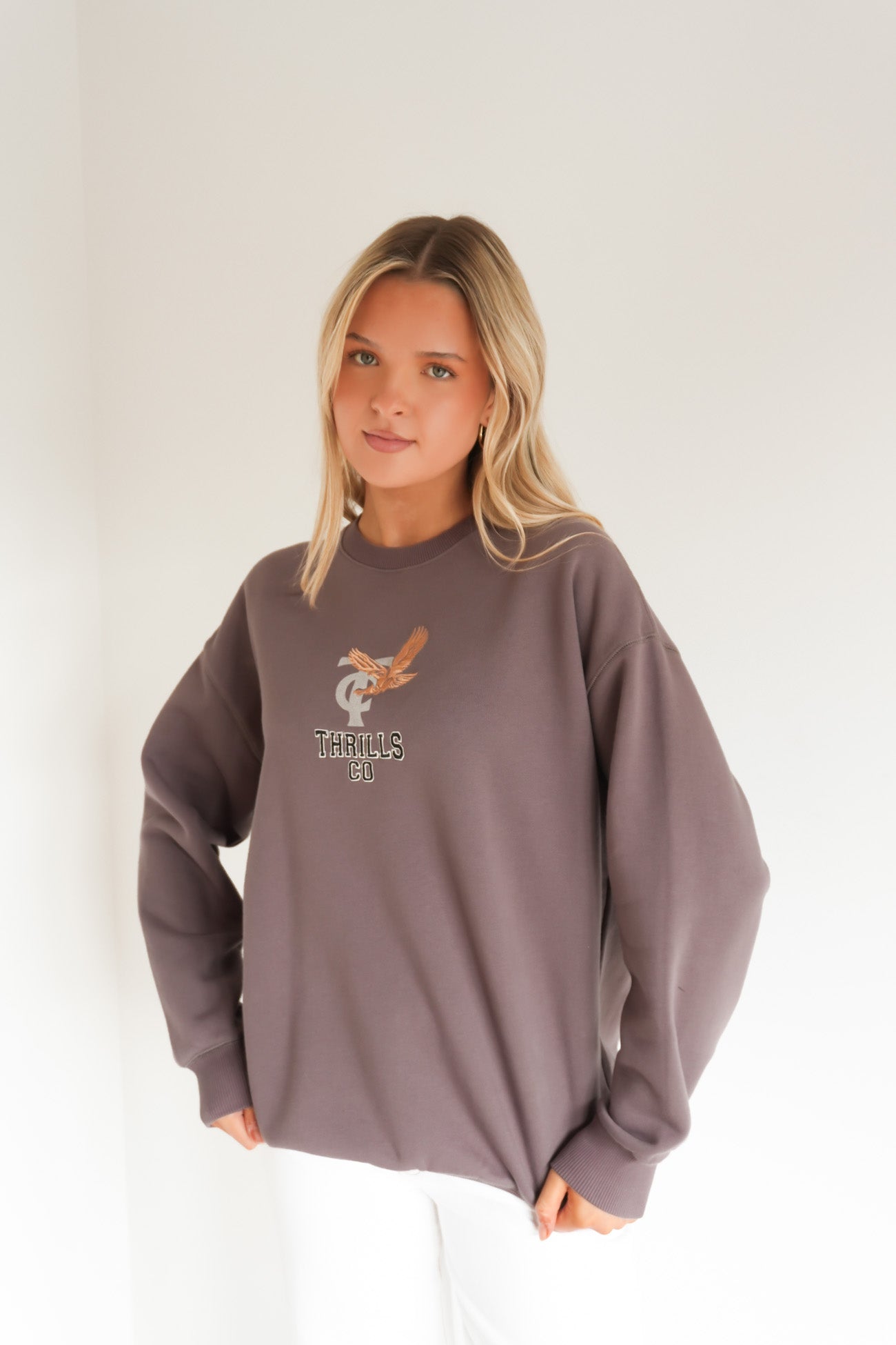 Take It Easy Slouch Crew Clay Smoke