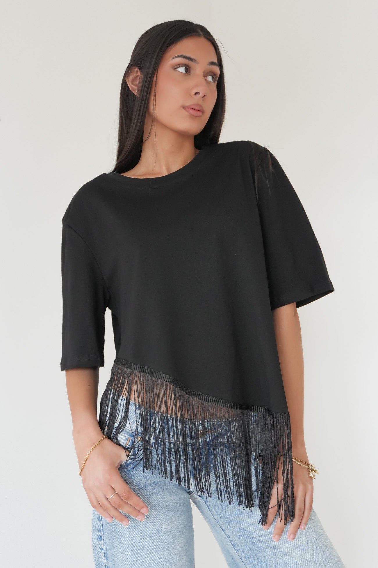 Talicia Tassle Tee Black