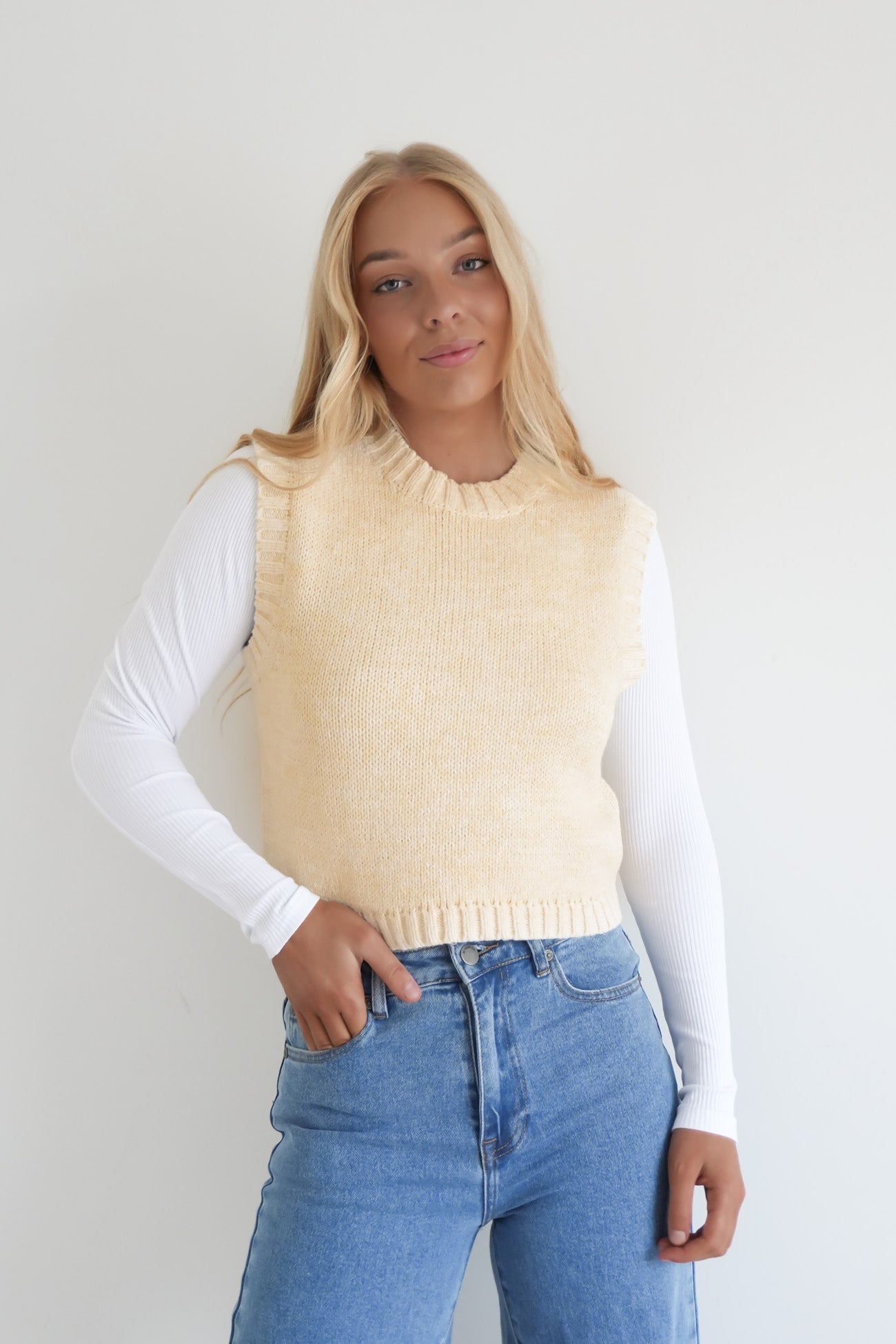 Talullah Knit Vest Vintage White