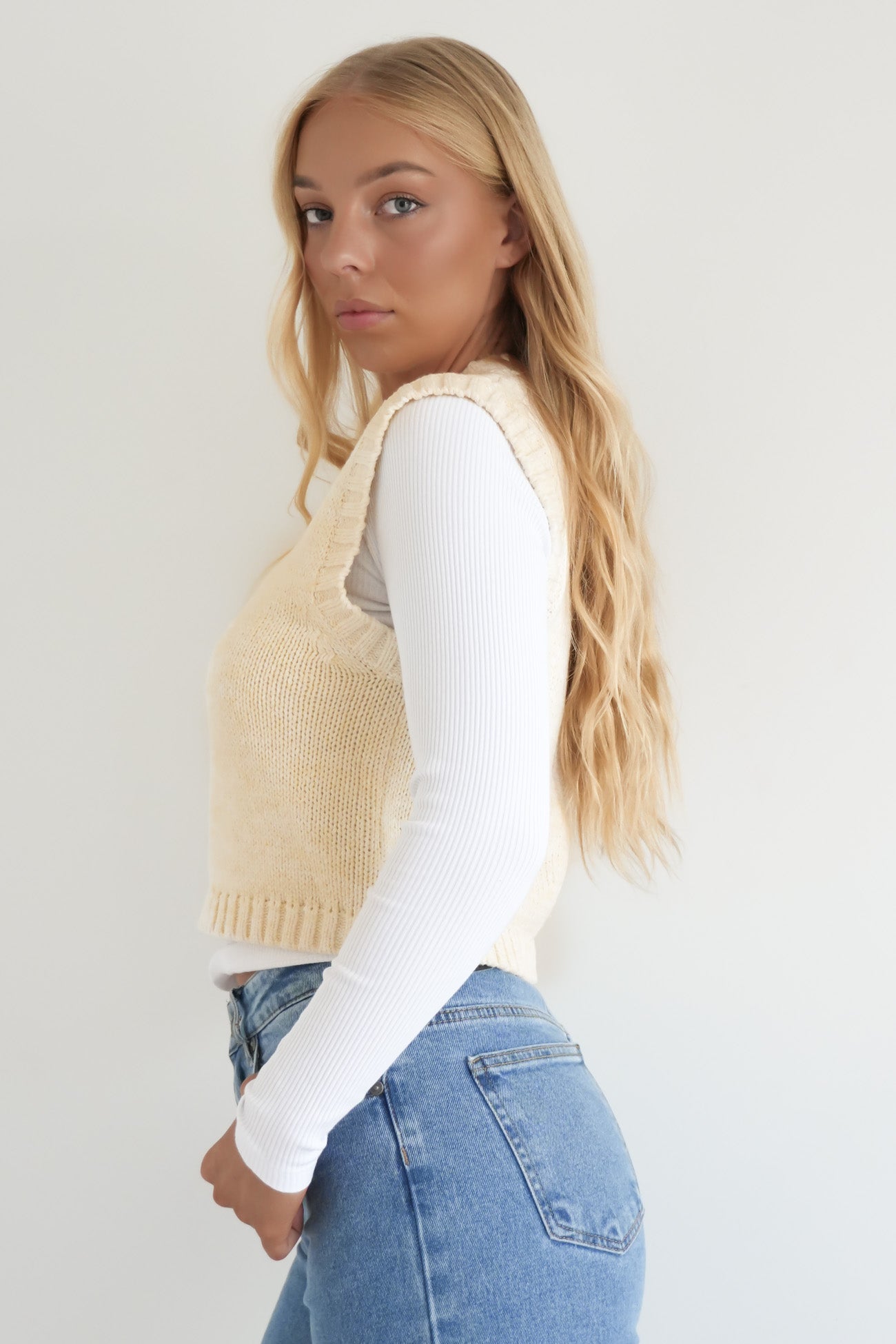 Talullah Knit Vest Vintage White