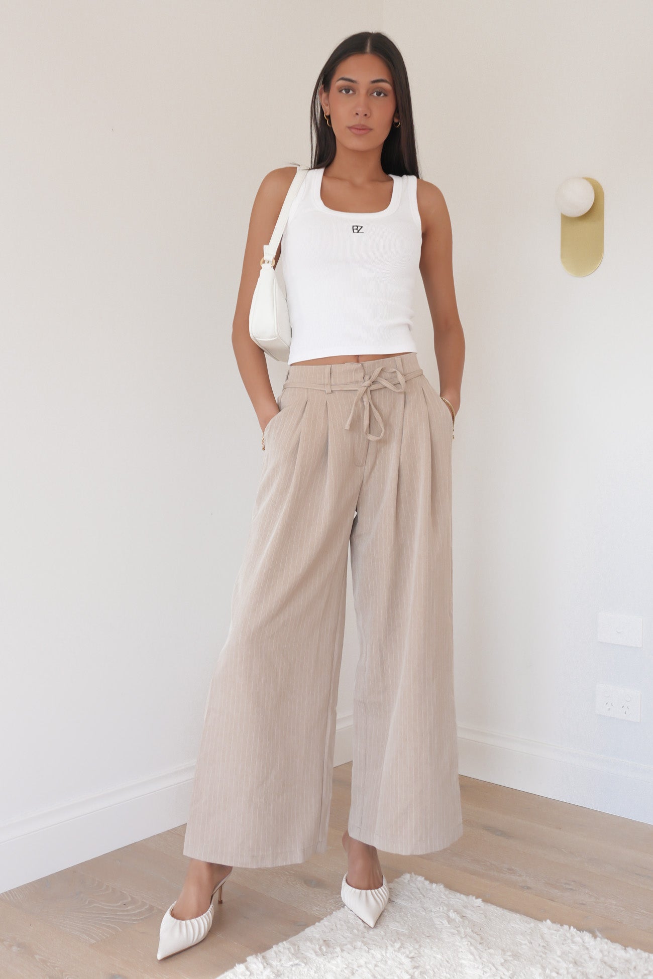 Tarly Pant Beige Pinstripe