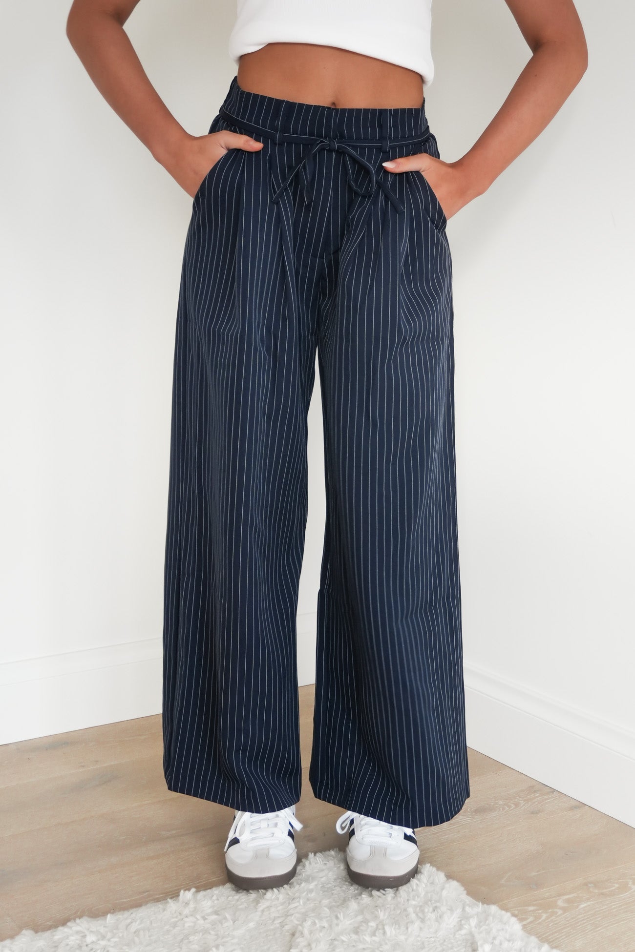 Tarly Pant Navy Pinstripe