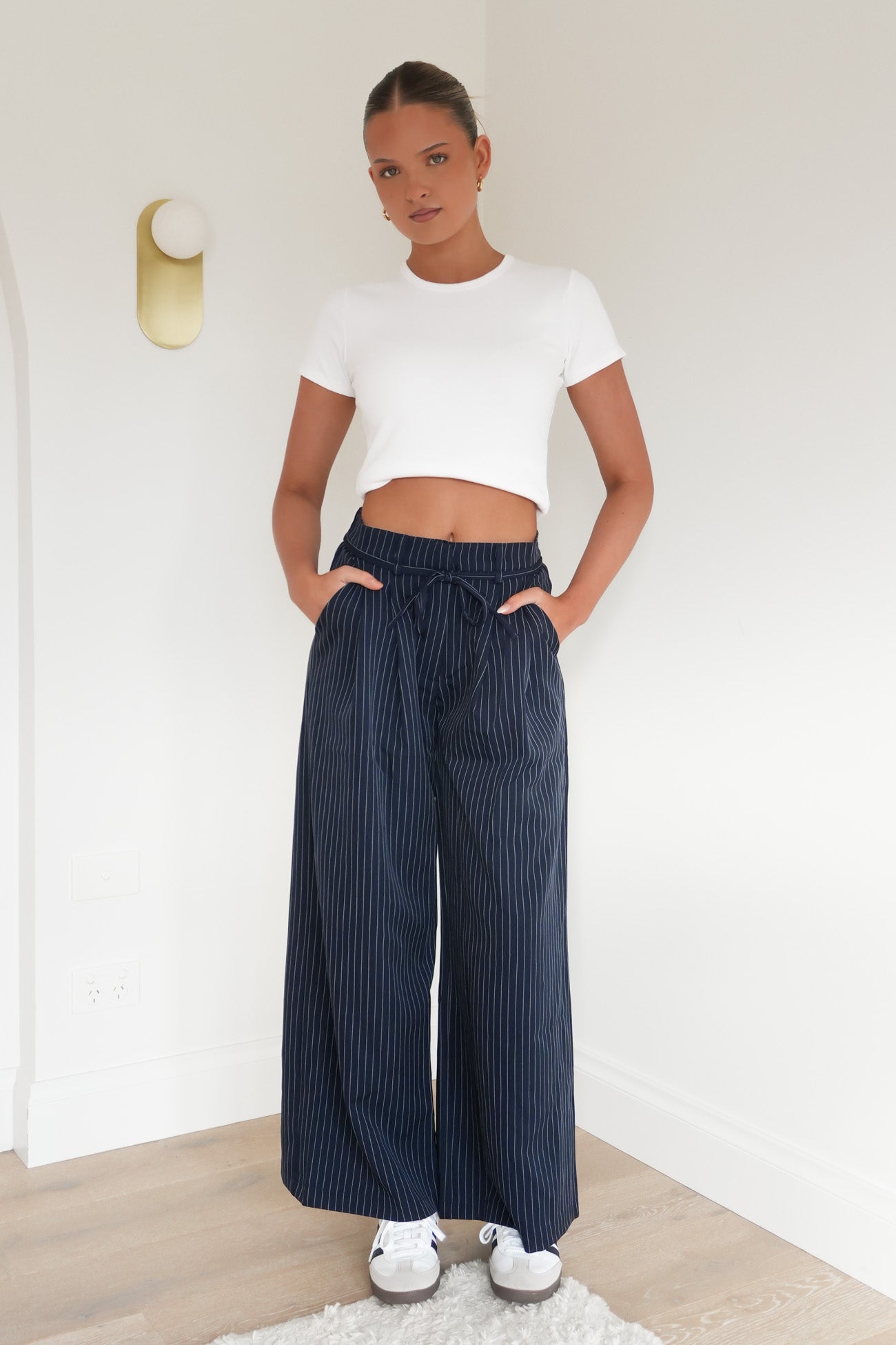 Tarly Pant Navy Pinstripe